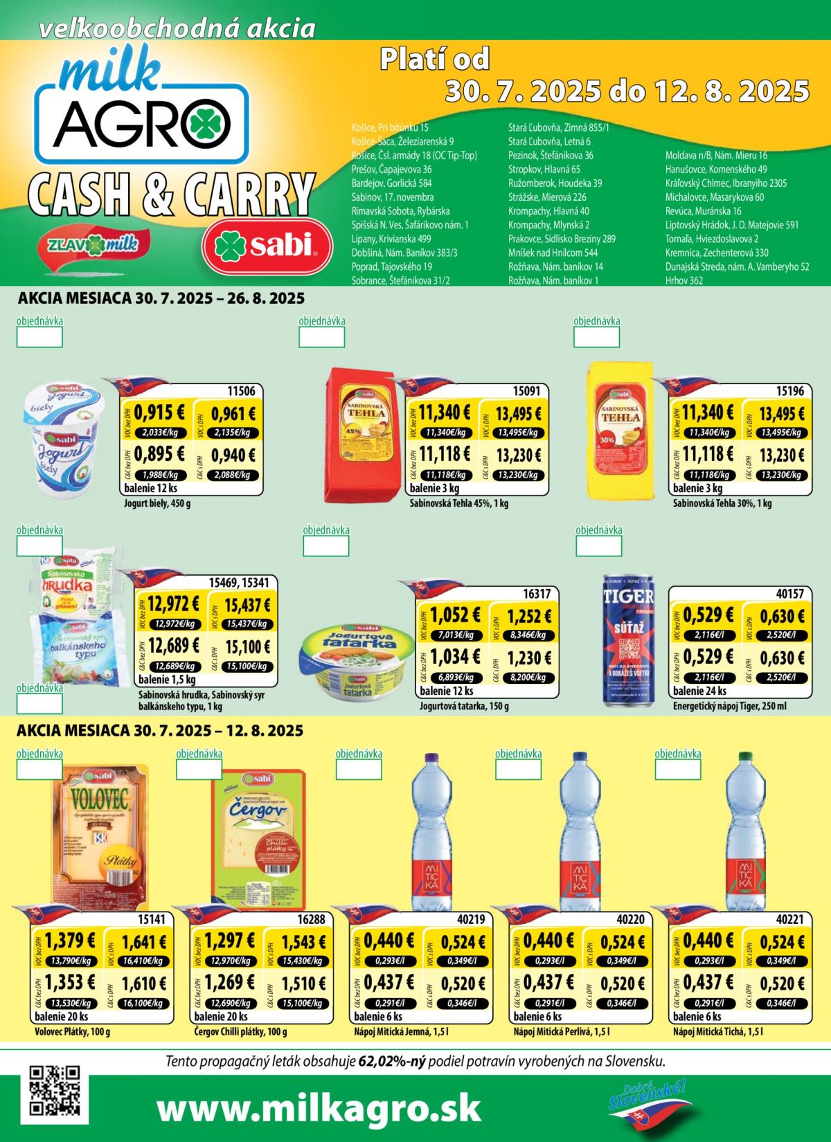 Leták Milk Agro - Cash & Carry platný od 30.07. do 12.08.
