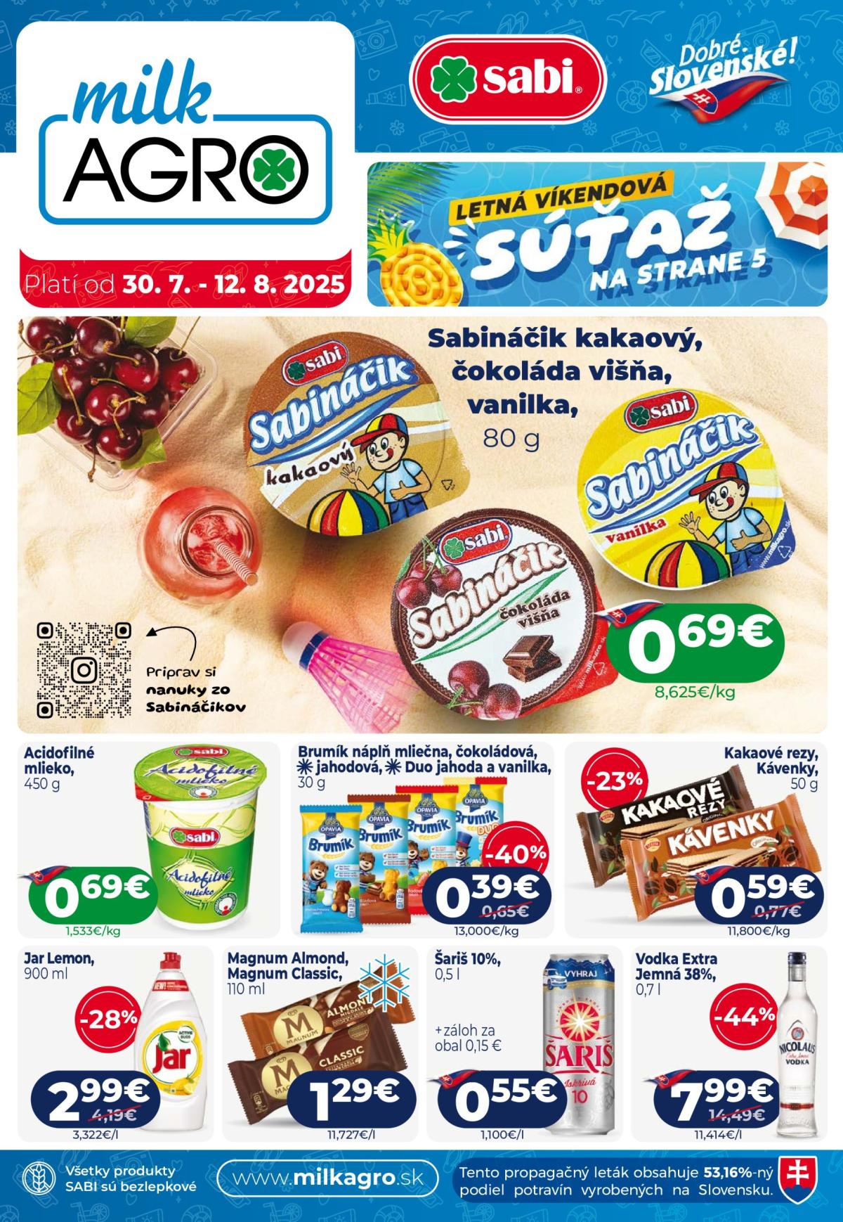 Leták Milk Agro platný od 30.07. do 12.08.