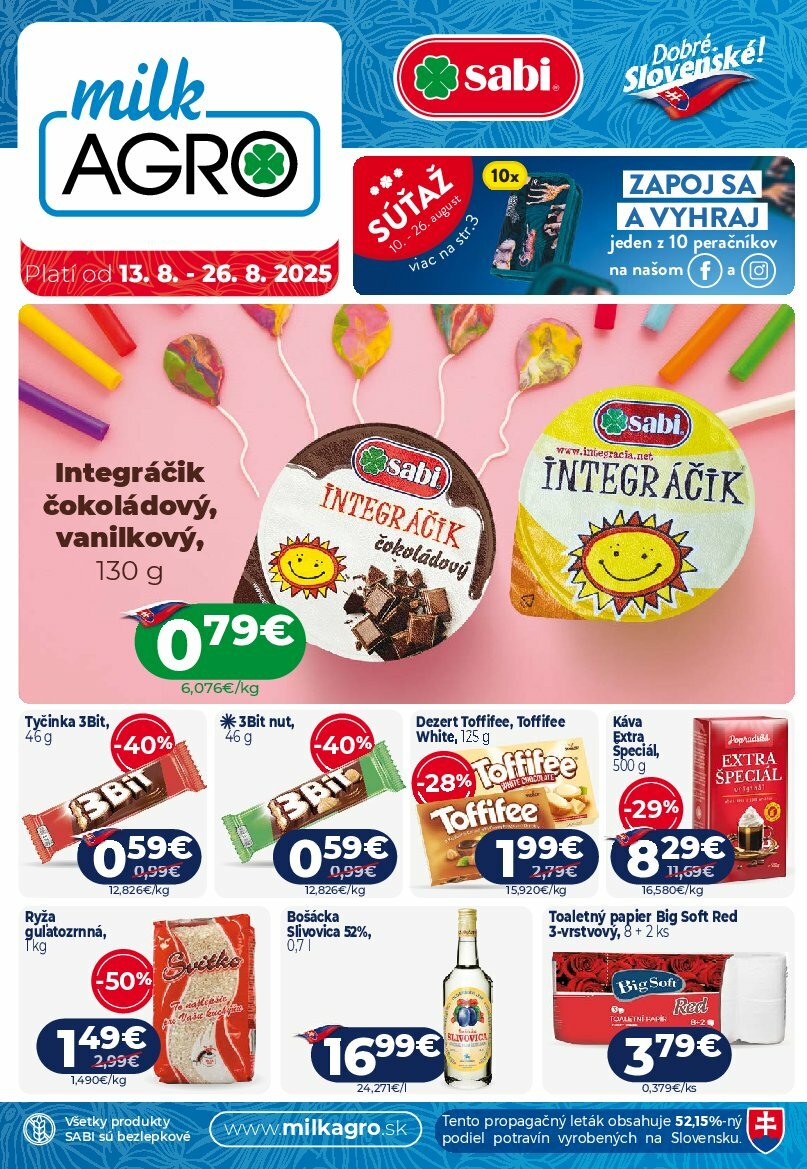 Leták Milk Agro platný od 13.08. do 26.08.
