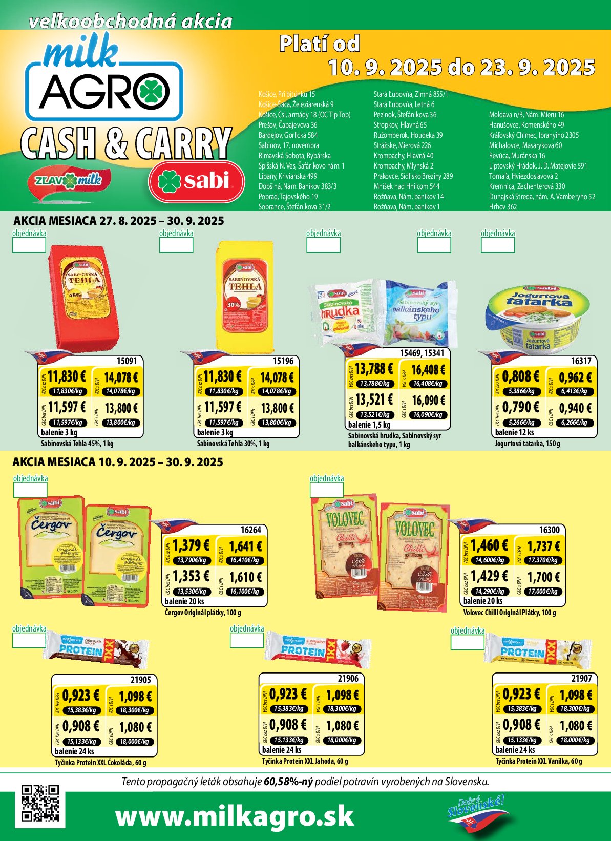 Leták Milk Agro - Cash & Carry platný od 10.09. do 23.09.