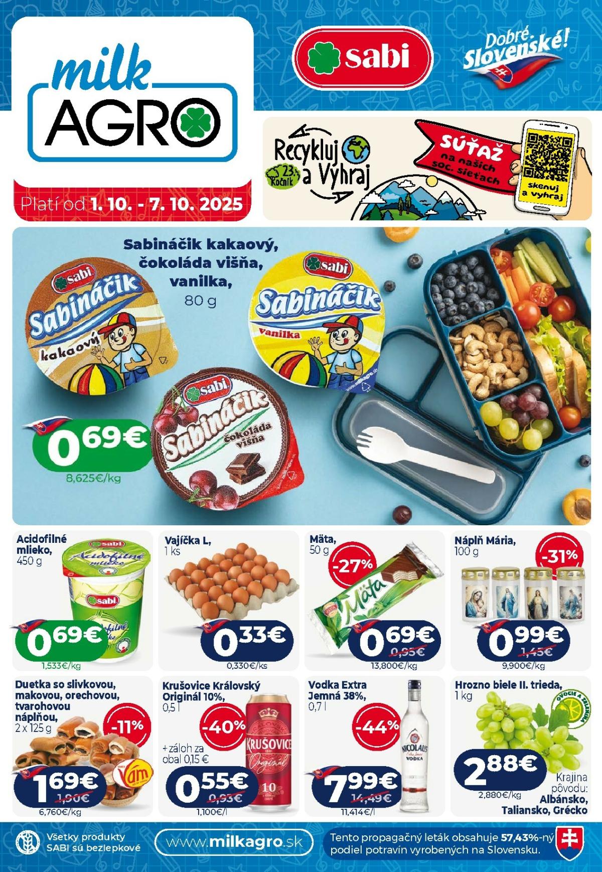 Leták Milk Agro platný od 01.10. do 07.10.