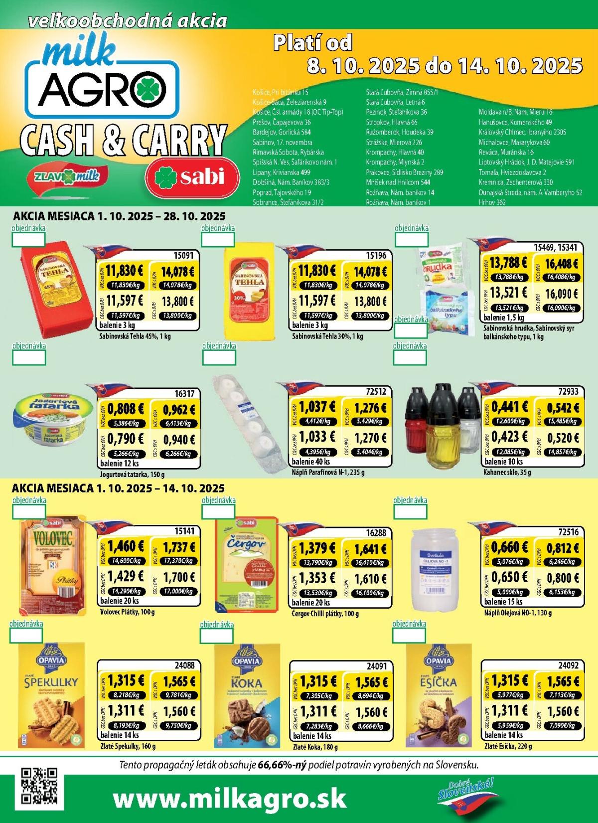 Leták Milk Agro - Cash & Carry platný od 08.10. do 14.10.