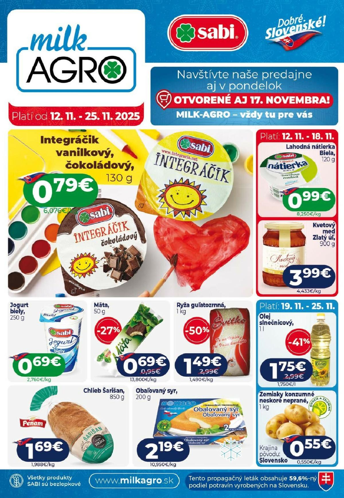 Leták Milk Agro platný od 12.11. do 25.11.