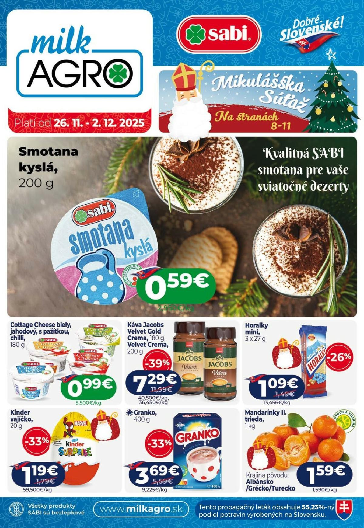 Leták Milk Agro platný od 26.11. do 02.12.