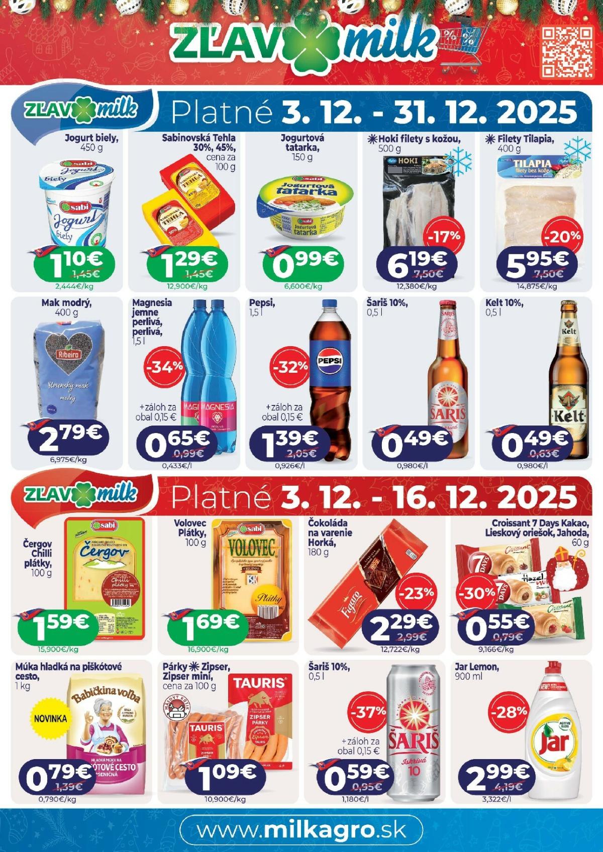 Leták Milk Agro - Zľavomilk platný od 03.12. do 31.12.