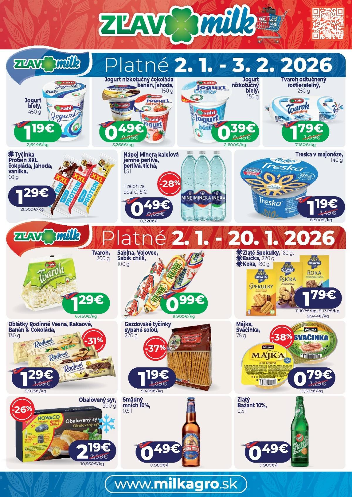 Leták Milk Agro - Zľavomilk platný od 02.01. do 03.02.