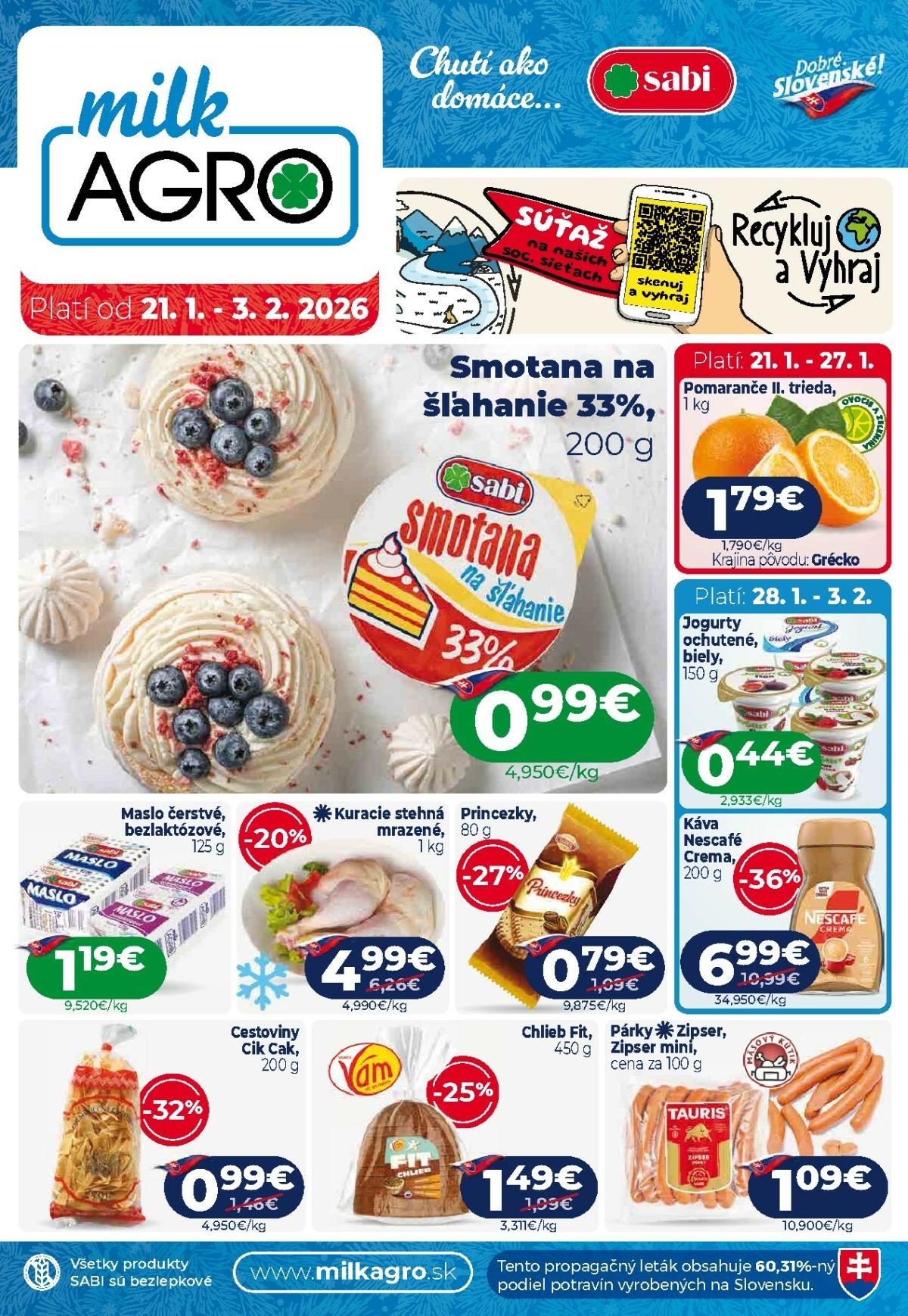 Leták Milk Agro platný od 21.01. do 03.02.