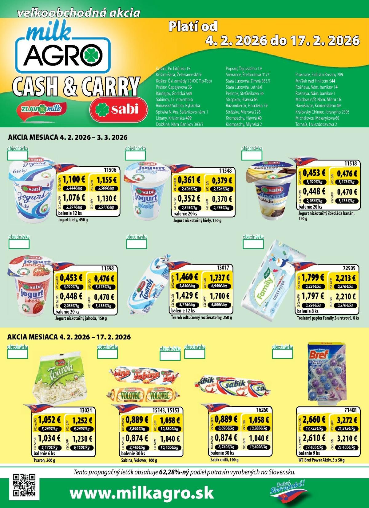 Leták Milk Agro - Cash & Carry platný od 04.02.2026 do 17.02.2026