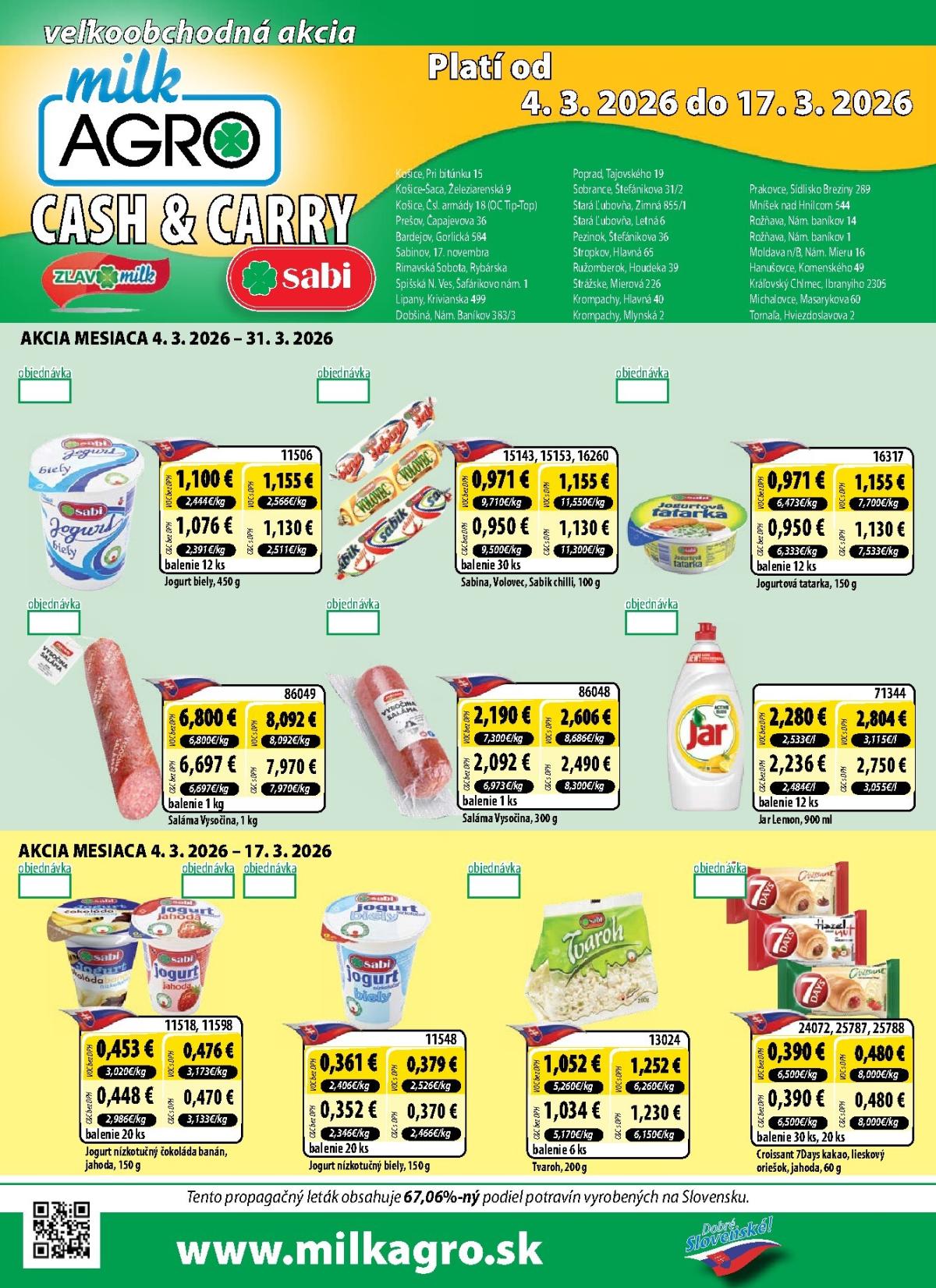 Leták Milk Agro - Cash & Carry platný od 04.03.2026 do 17.03.2026