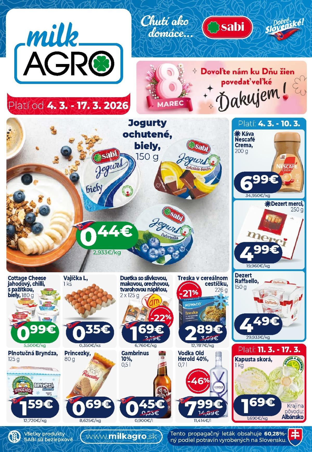 Leták Milk Agro platný od 04.03.2026 do 17.03.2026