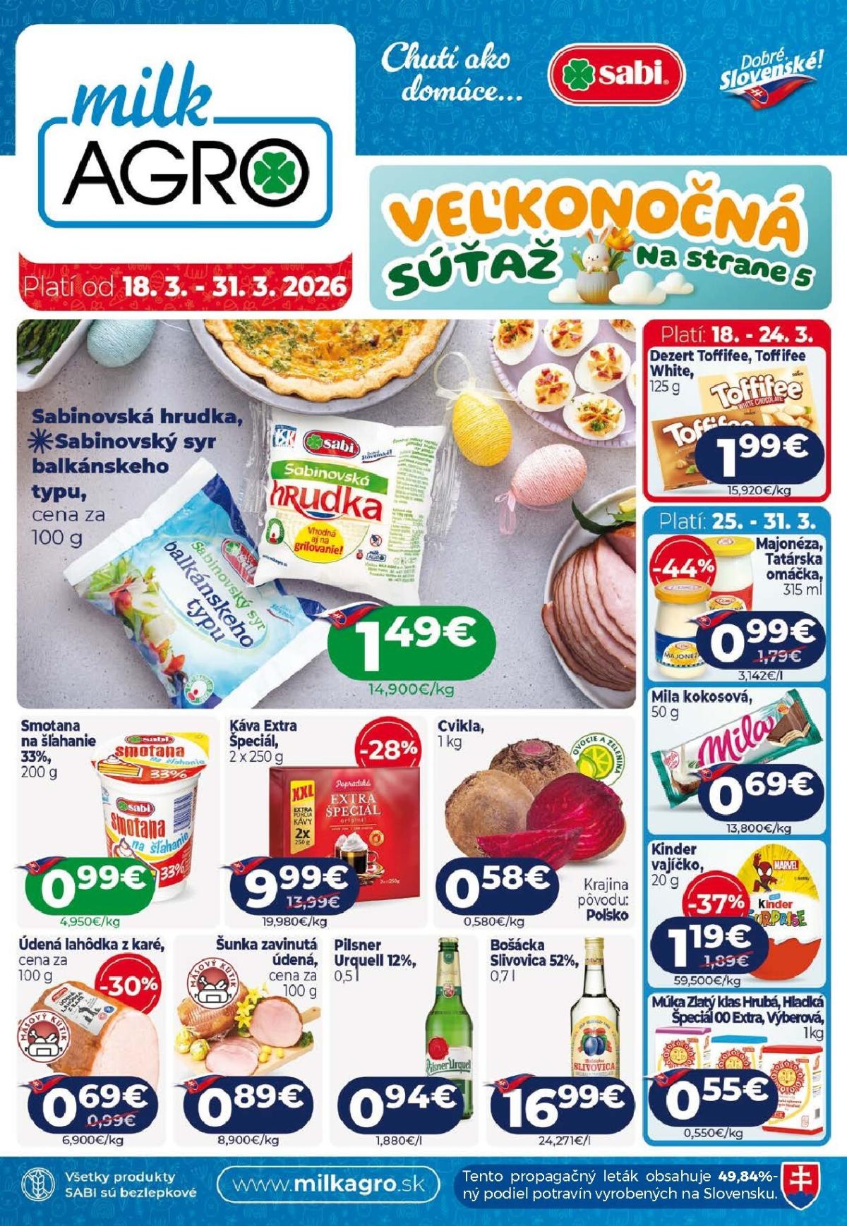 Leták Milk Agro platný od 18.03.2026 do 31.03.2026