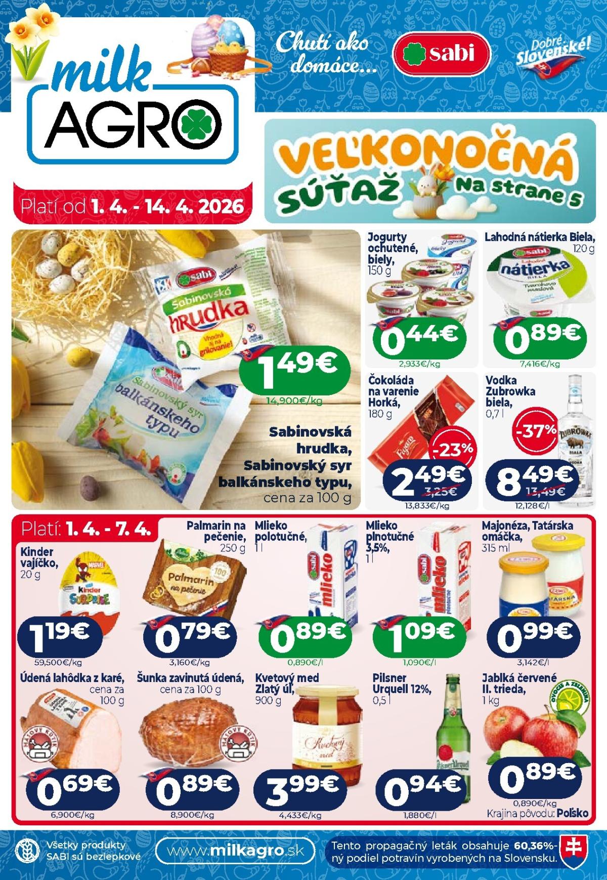 Leták Milk Agro platný od 01.04.2026 do 14.04.2026