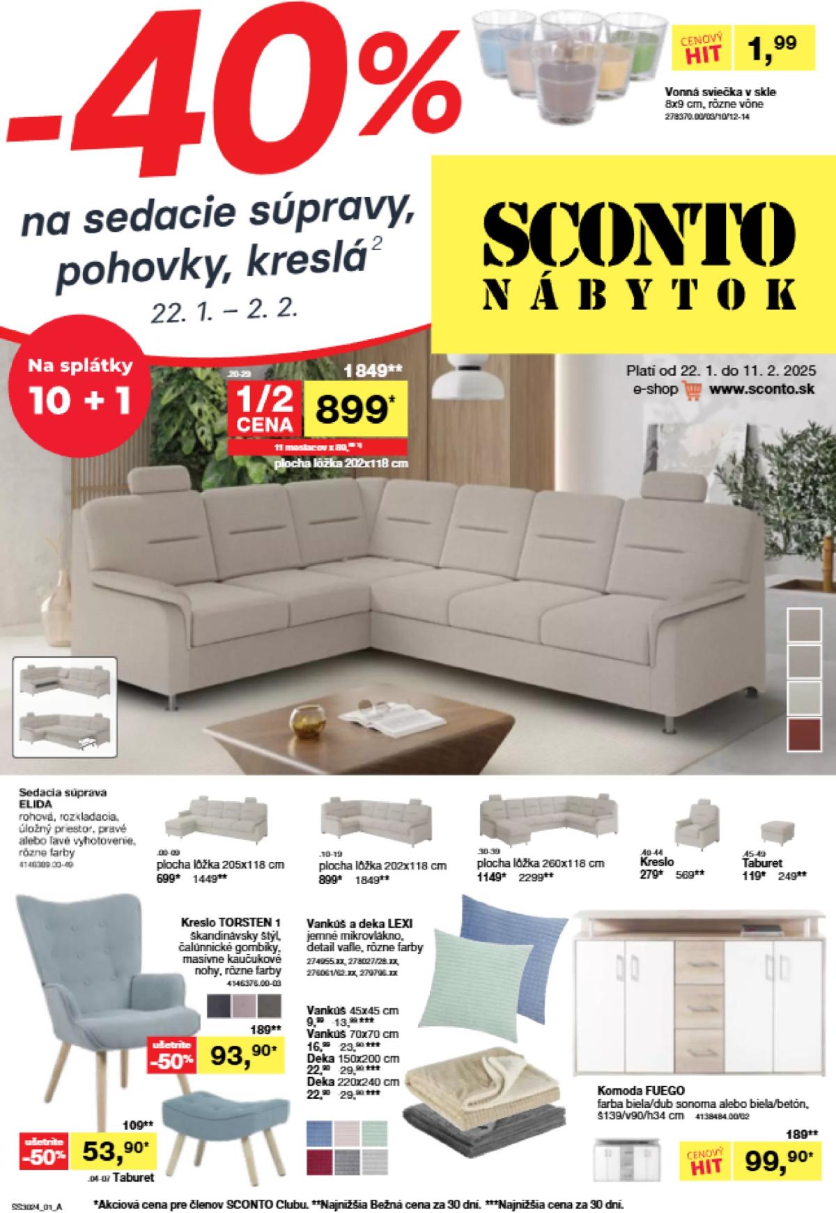 SCONTO nábytok leták platný od 22.01. - 02.02.