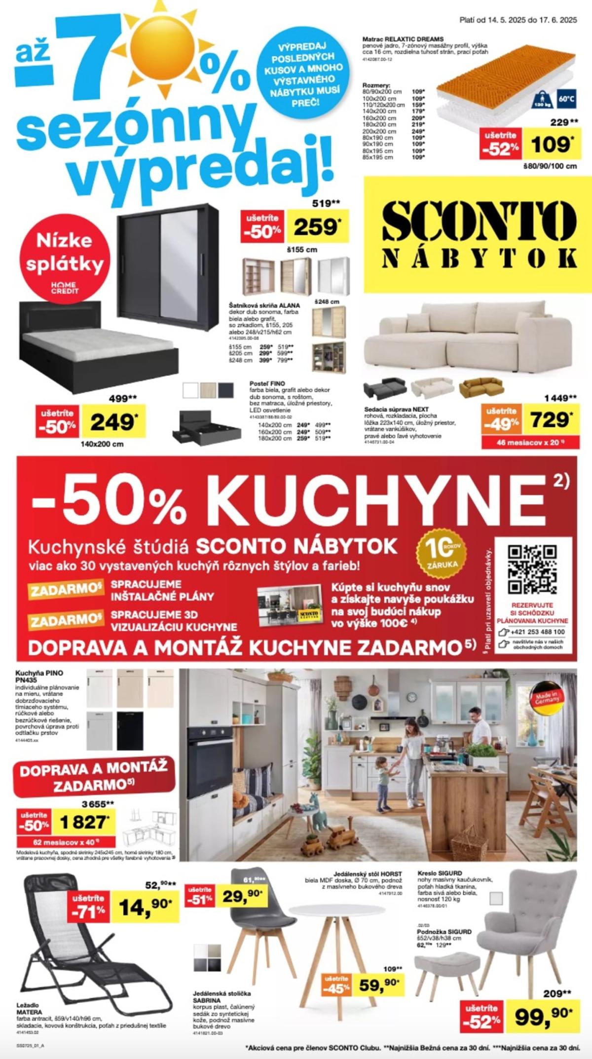 SCONTO nábytok leták platný od 14.05. - 17.06.