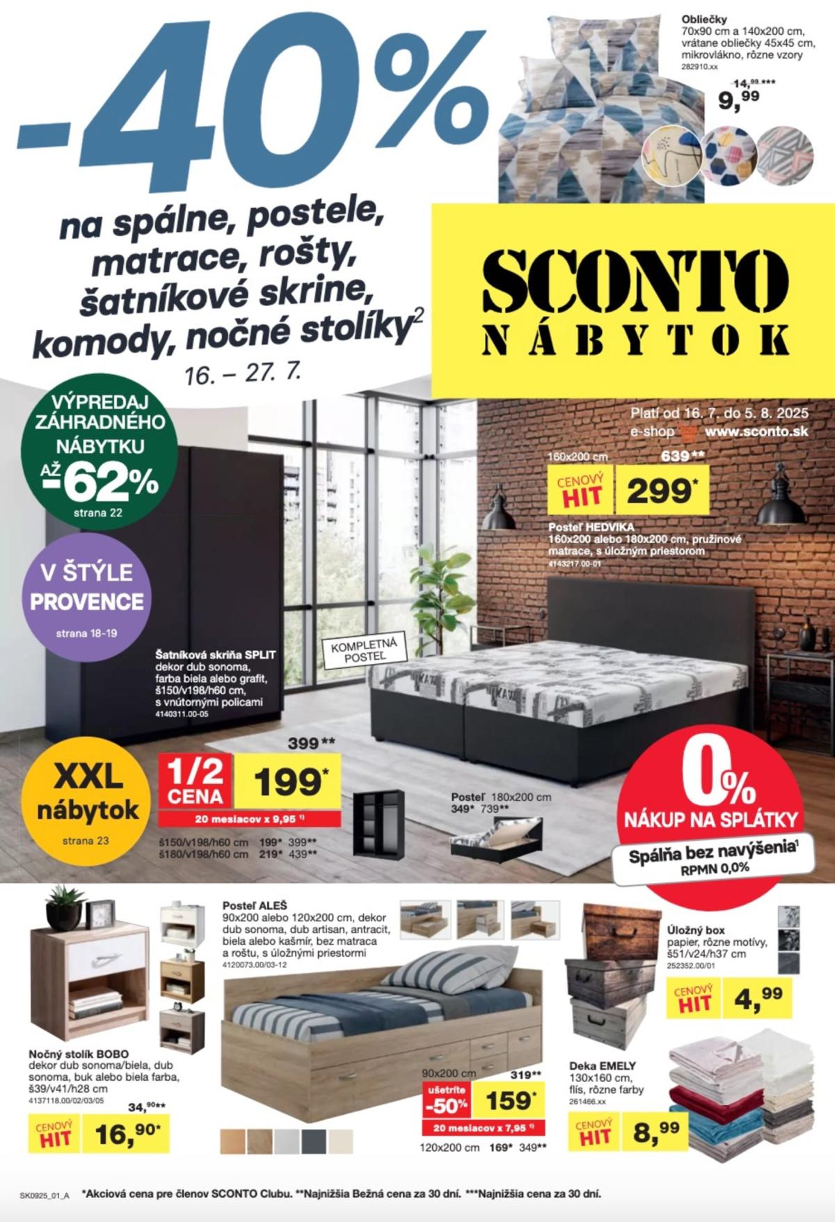 Leták SCONTO nábytok platný od 16.07. do 05.08.