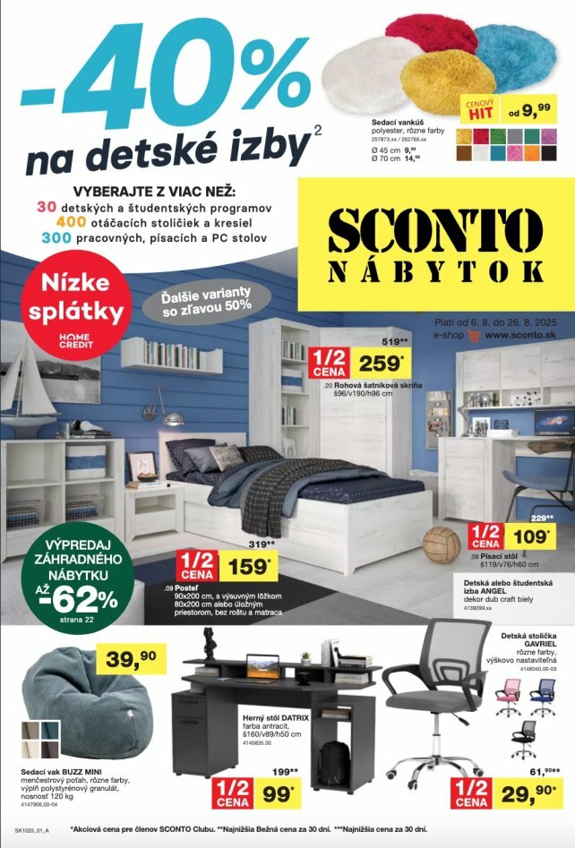 Leták SCONTO nábytok platný od 06.08. do 26.08.