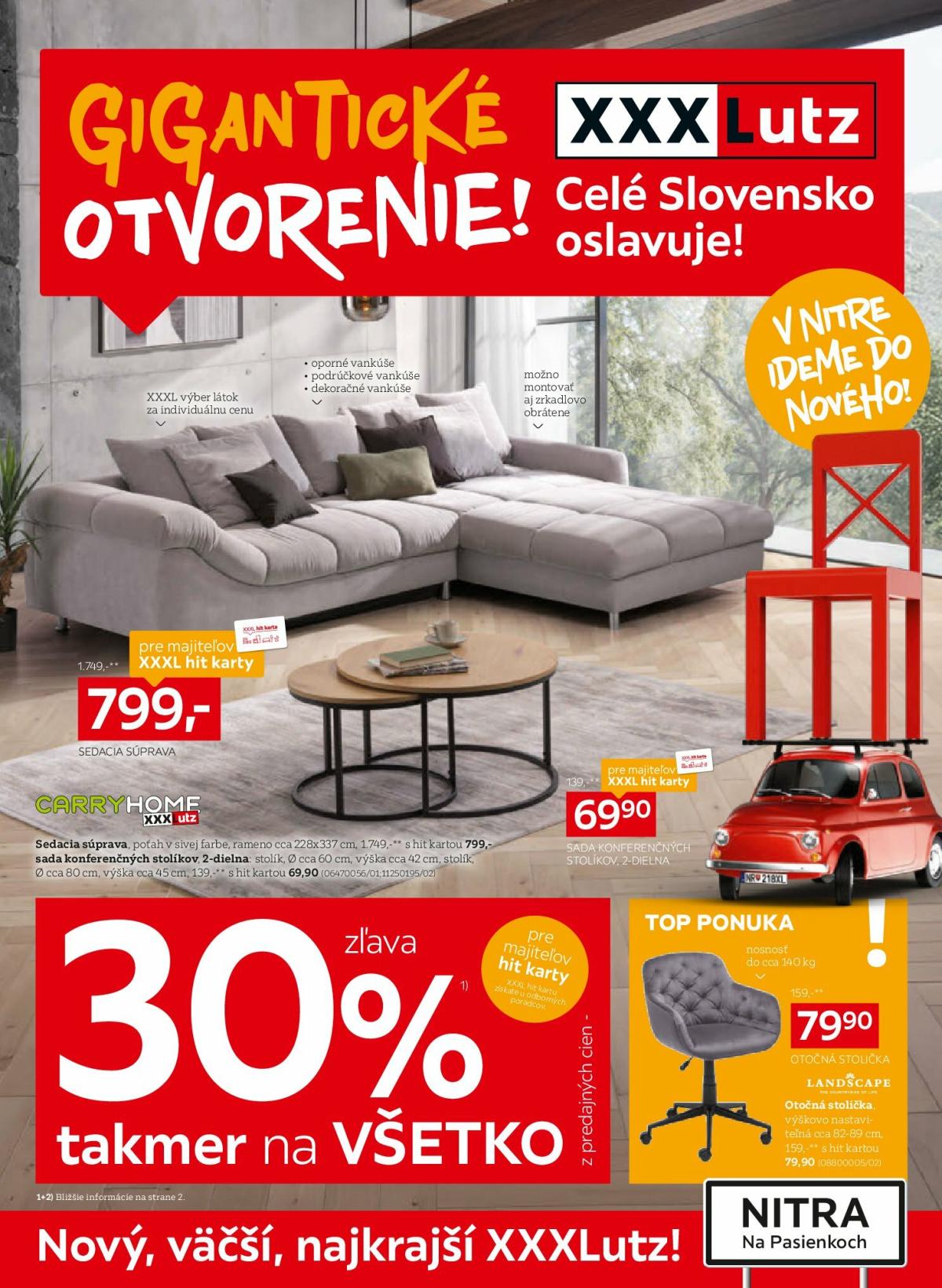 Leták XXXLutz - Zľava 30% na takmer všetko platný od 01.09. do 14.09.