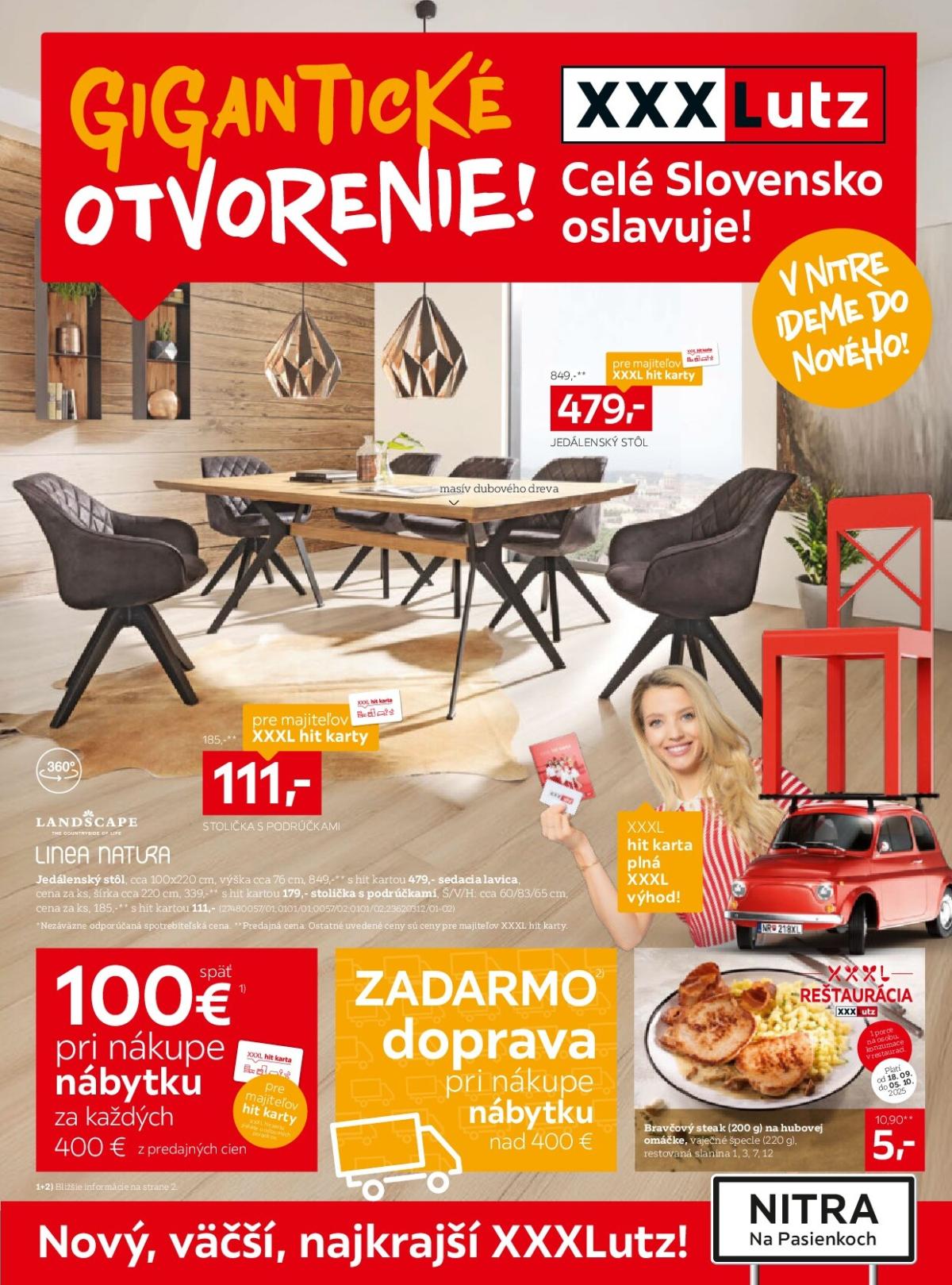 Leták XXXLutz - Gigantické otvorenie oslavujte s nami platný od 22.09. do 05.10.
