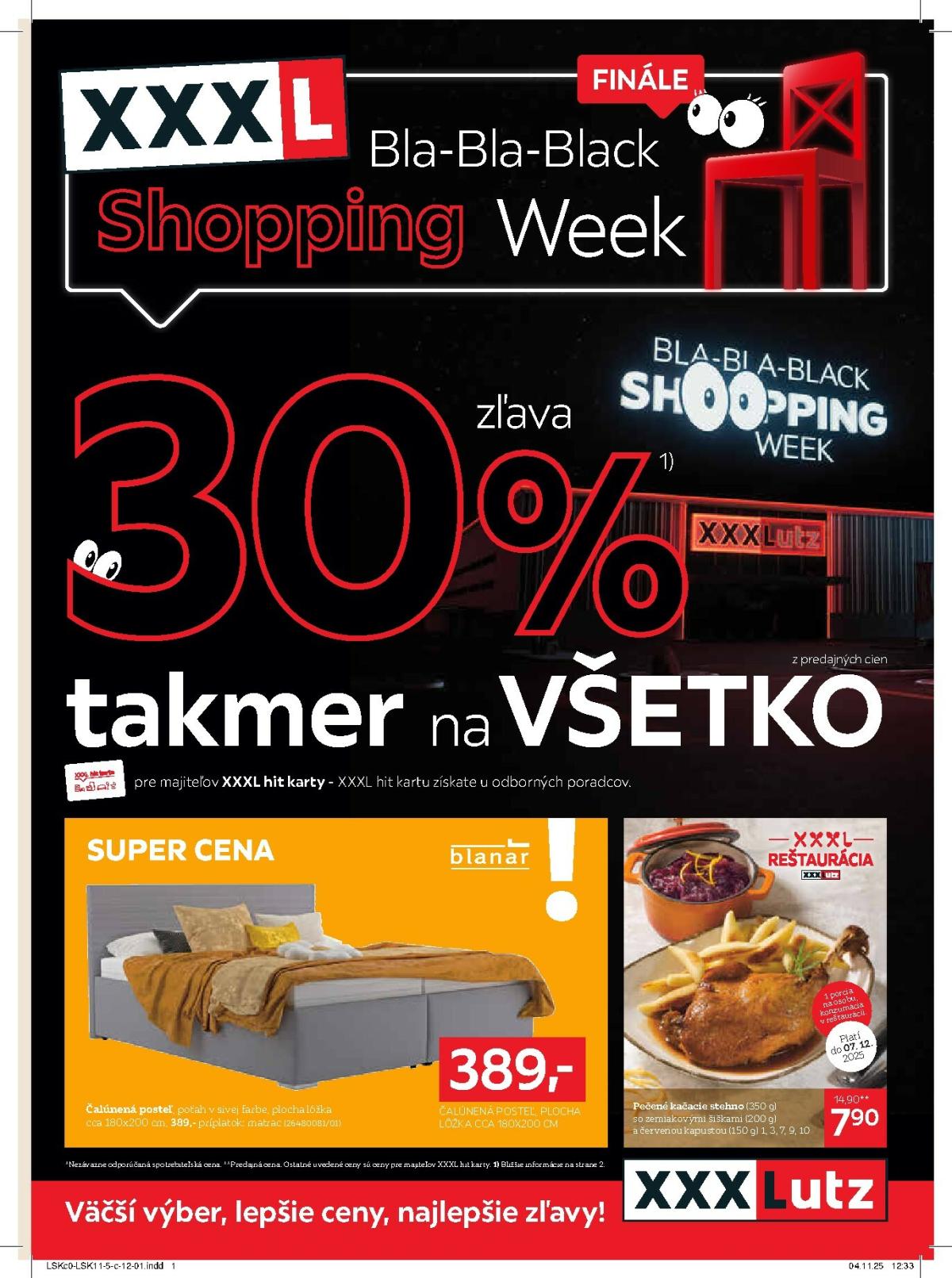 Leták XXXLutz - Zľava 30% na takmer všetko platný od 24.11. do 07.12.