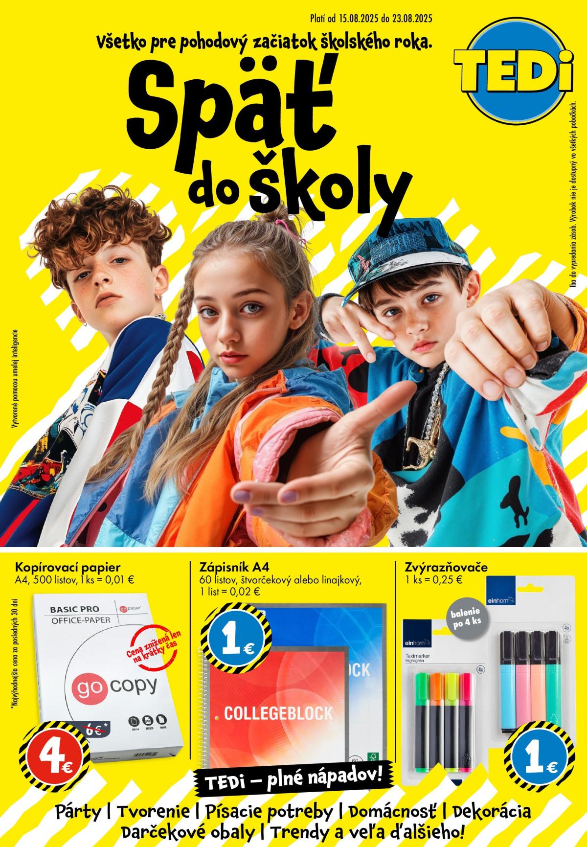 Leták TEDi - Späť do školy platný od 15.08. do 23.08.