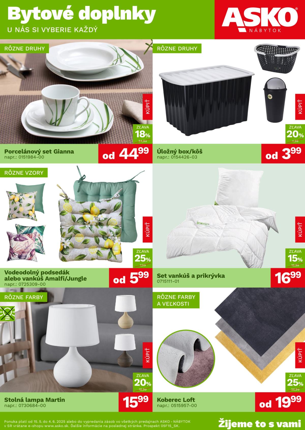 ASKO NÁBYTOK - Bytové doplnky za skvelé ceny leták platný od 15.05. - 04.06.