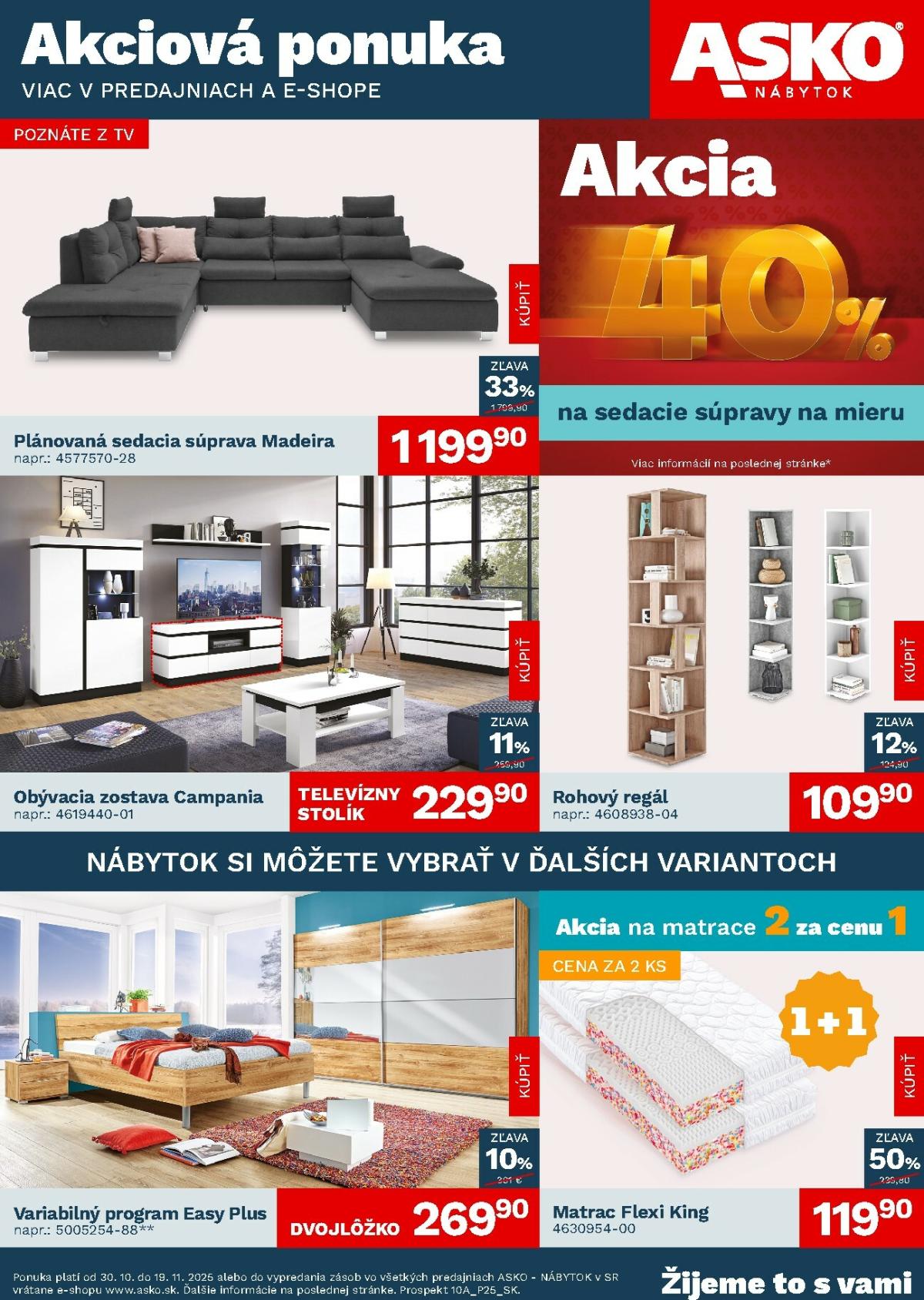 Leták ASKO NÁBYTOK platný od 30.10. do 19.11.