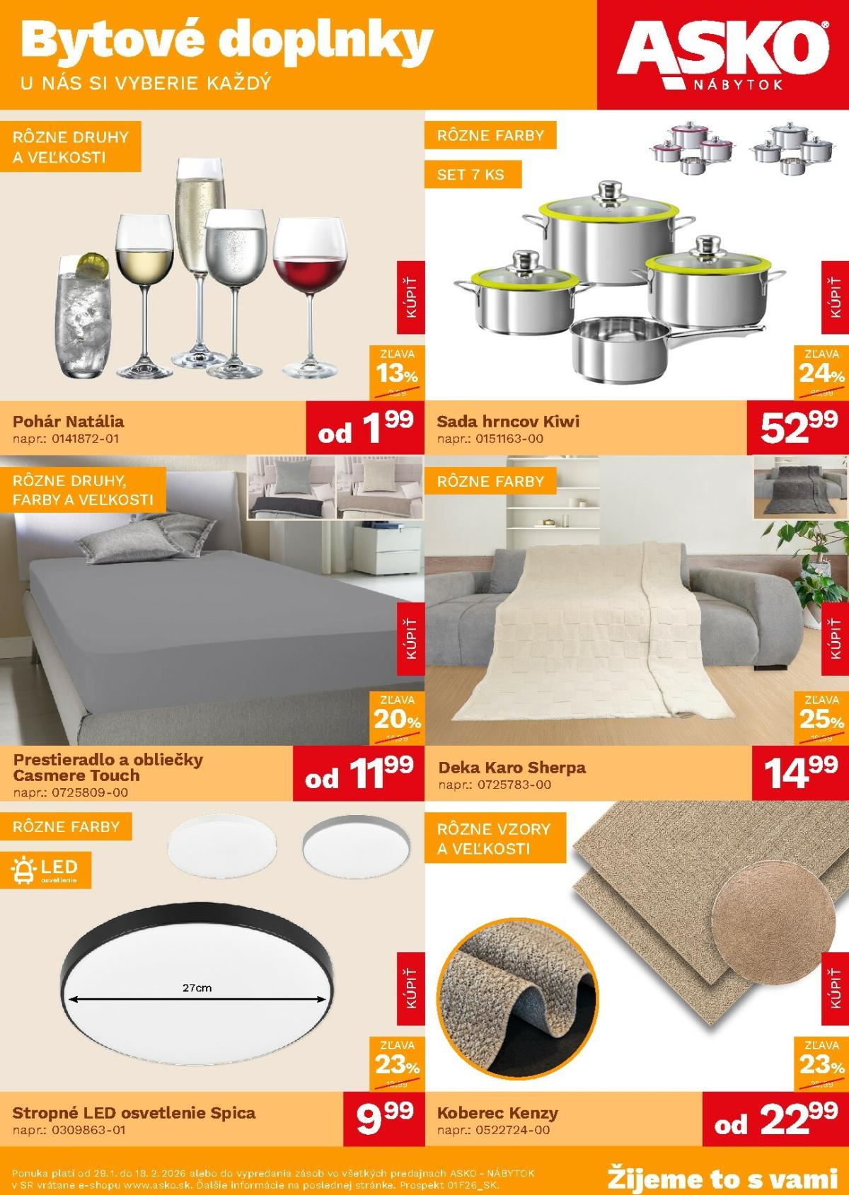 Leták ASKO NÁBYTOK - Bytové doplnky za skvelé ceny platný od 29.01.2026 do 18.02.2026