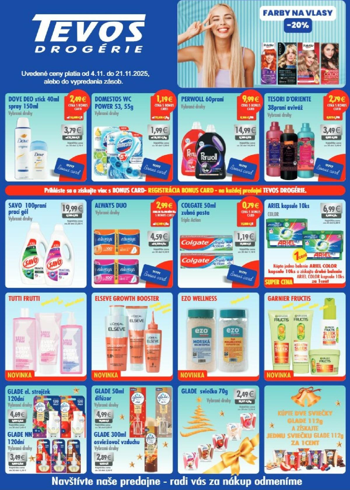 Leták TEVOS drogérie platný od 04.11. do 21.11.