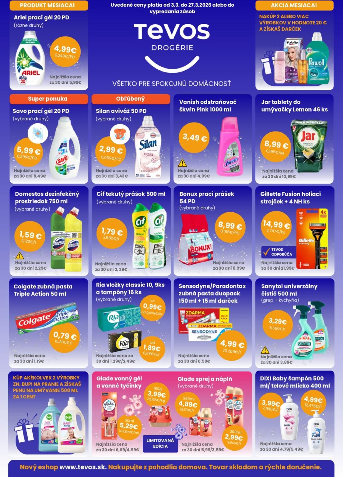 Leták TEVOS drogérie platný od 03.03.2026 do 27.03.2026