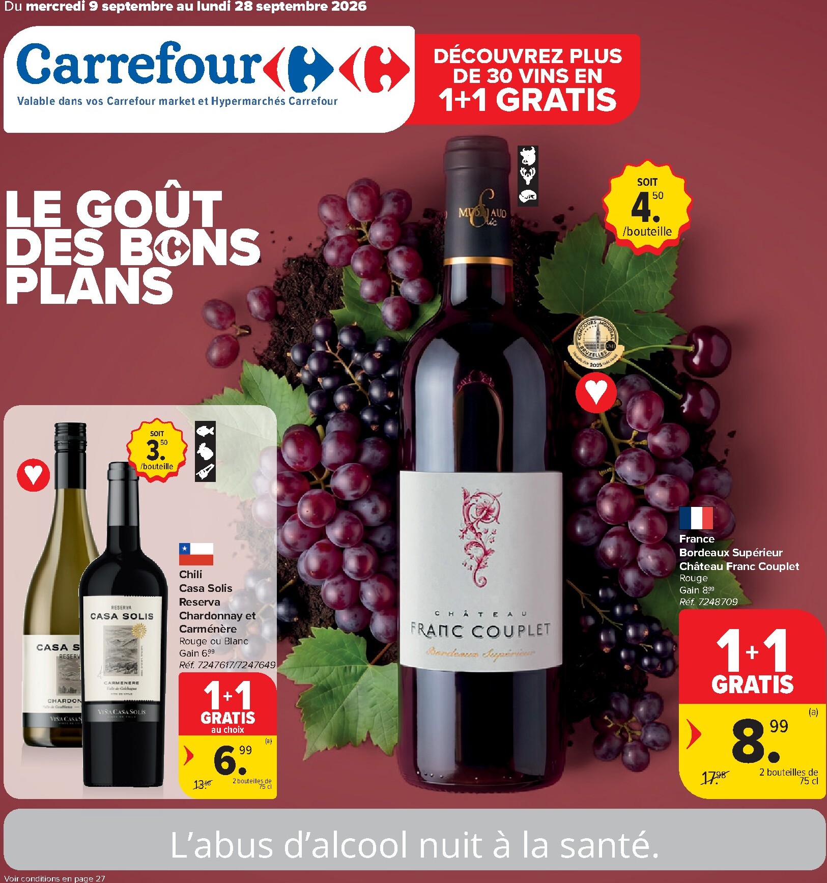 Carrefour Market - Catalogue Foire aux vins folder voor volgende week van woensdag 09/09/2026 tot maandag 28/09/2026