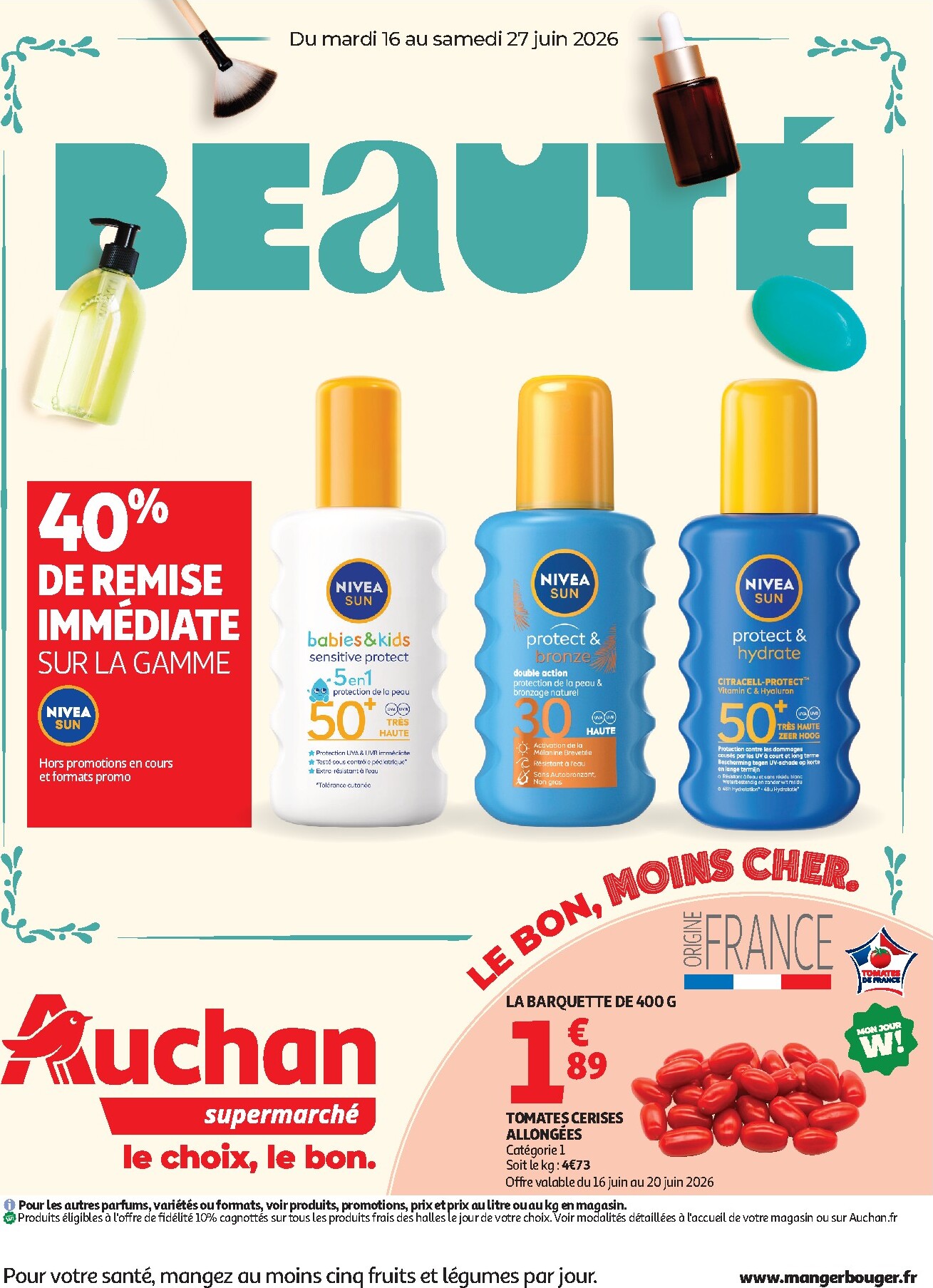 Toekomstige Auchan Supermarché - Beauté, Halles, supers folder geldig van dinsdag 16/06/2026 tot zaterdag 27/06/2026