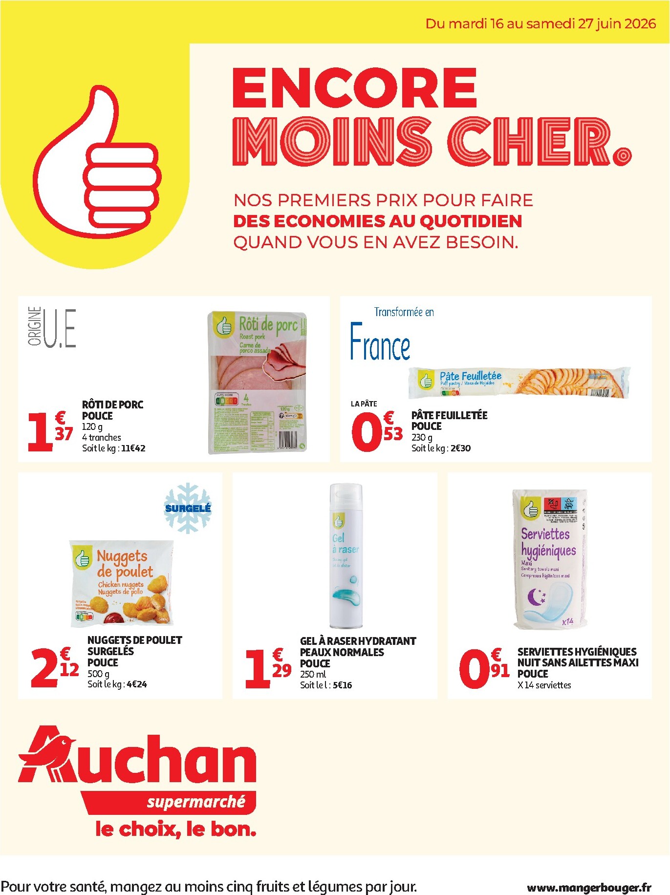 Toekomstige Auchan Supermarché - Marque Pouce supers folder geldig van dinsdag 16/06/2026 tot zaterdag 27/06/2026