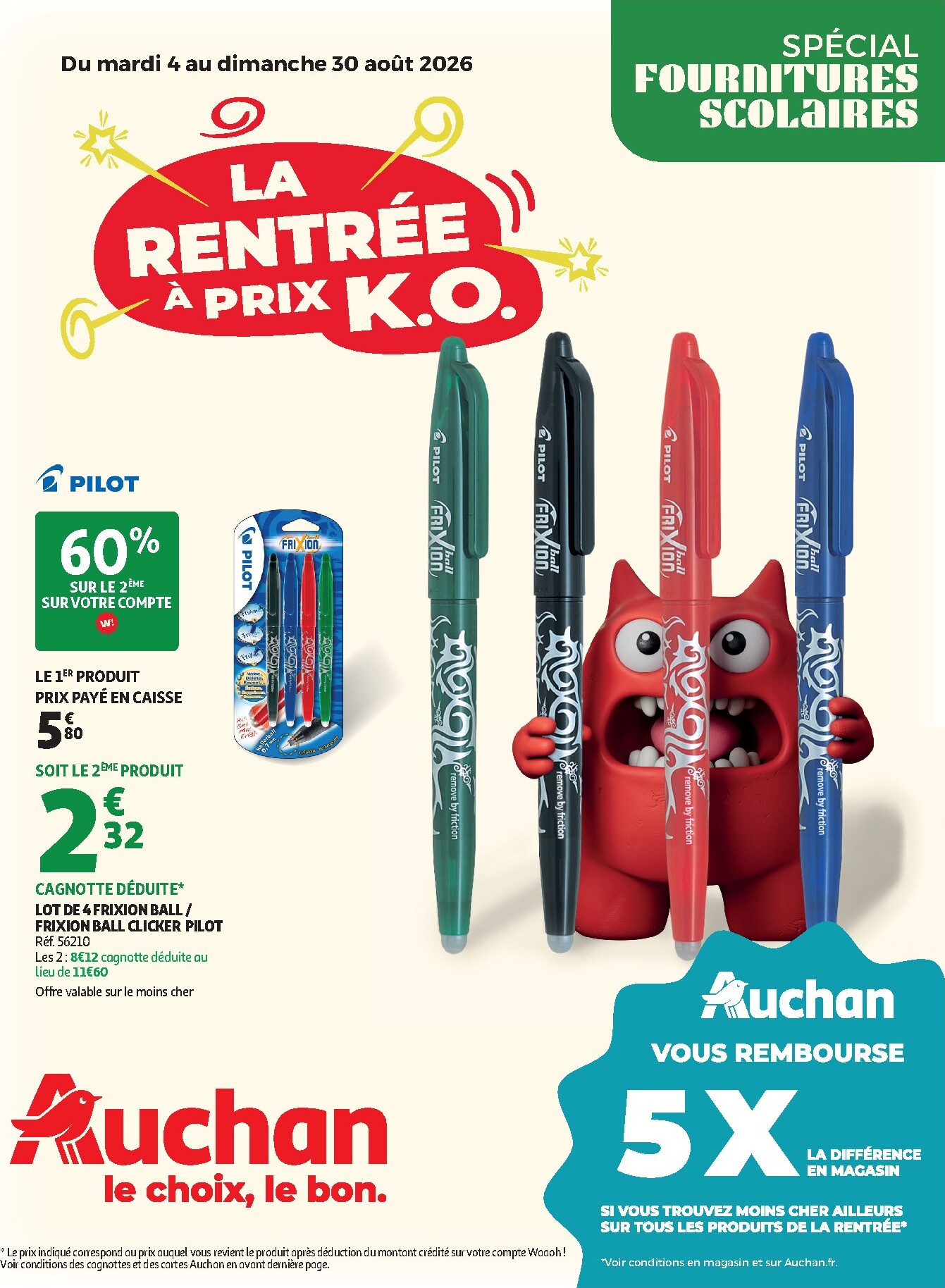 Auchan - Rentrée scolaire hypers - Hypermarché folder voor volgende week van dinsdag 04/08/2026 tot zondag 30/08/2026