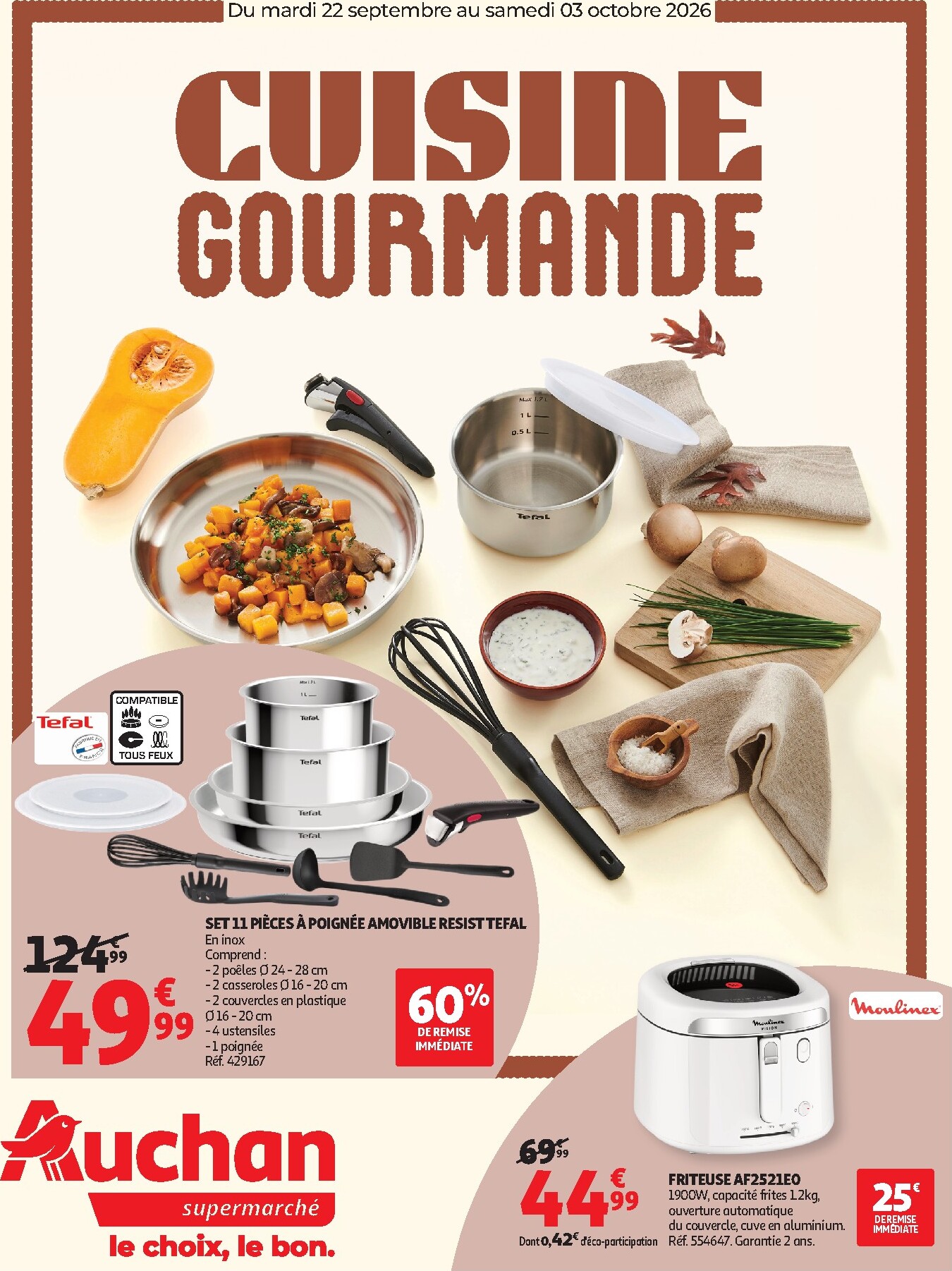 Auchan - Cuisine gourmande supers folder voor volgende week van dinsdag 22/09/2026 tot zaterdag 03/10/2026