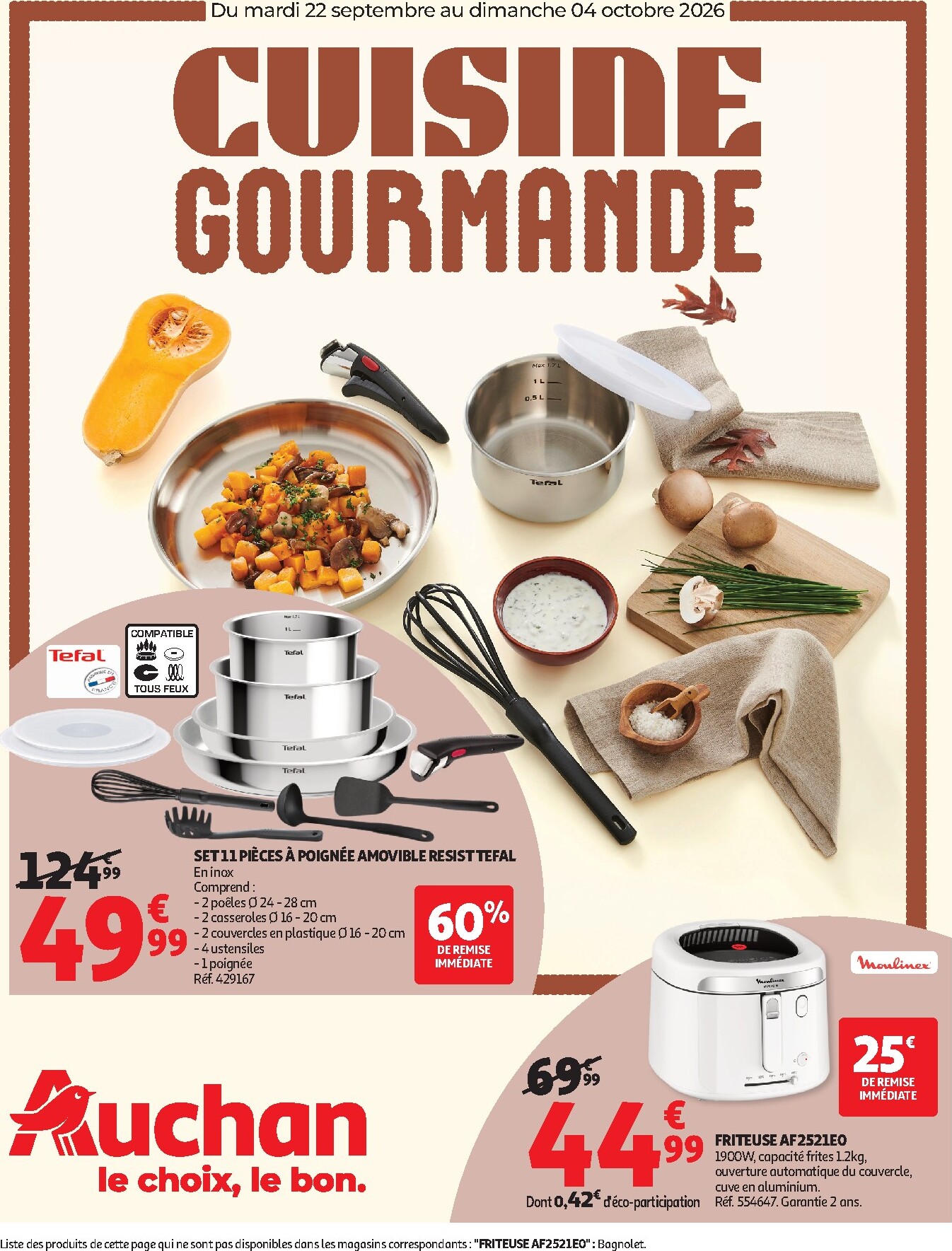Auchan - Cuisine gourmande hypers folder voor volgende week van dinsdag 22/09/2026 tot zondag 04/10/2026