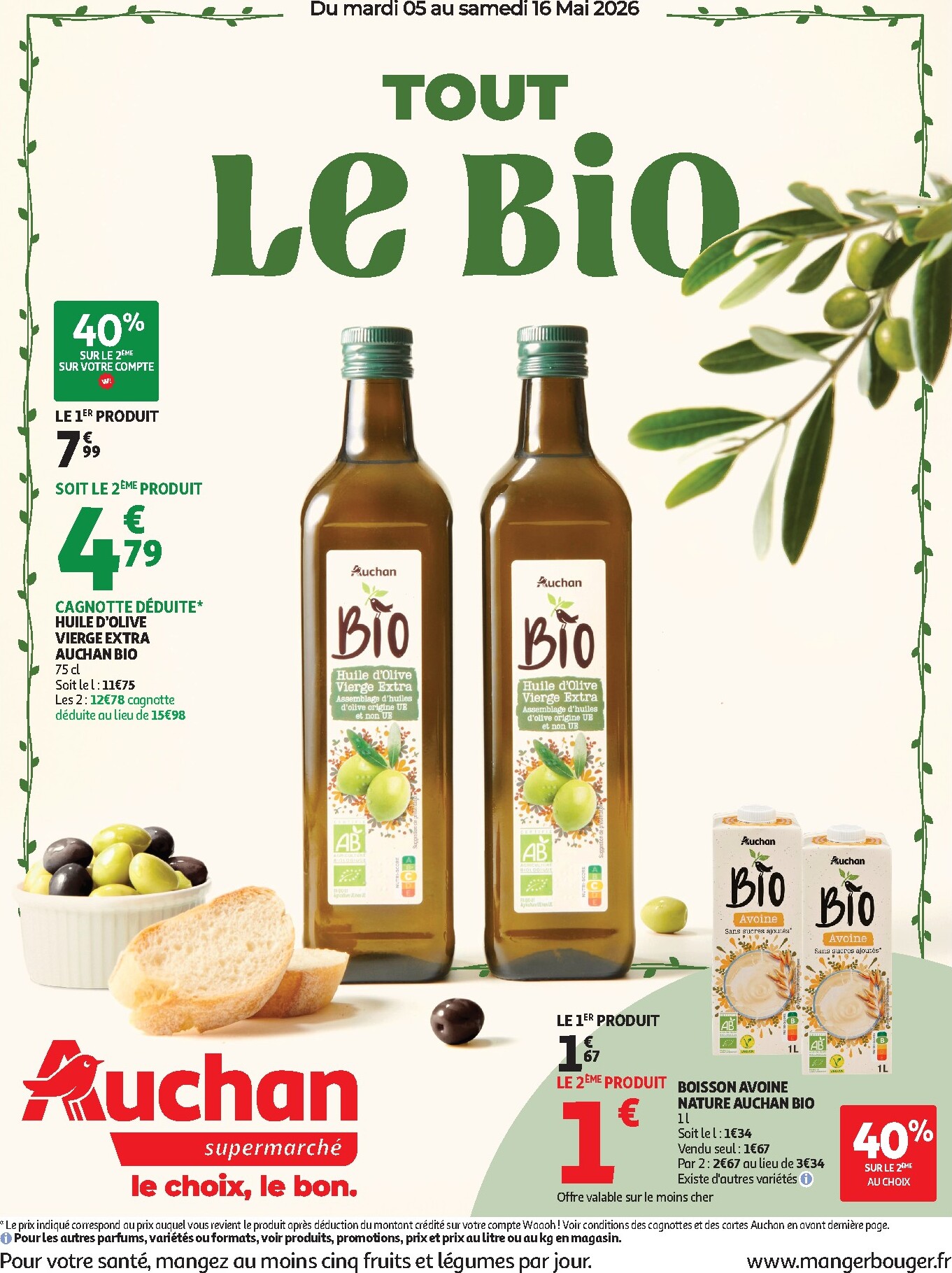 Auchan Supermarché - Sélection bio folder voor volgende week van dinsdag 05/05/2026 tot zaterdag 16/05/2026