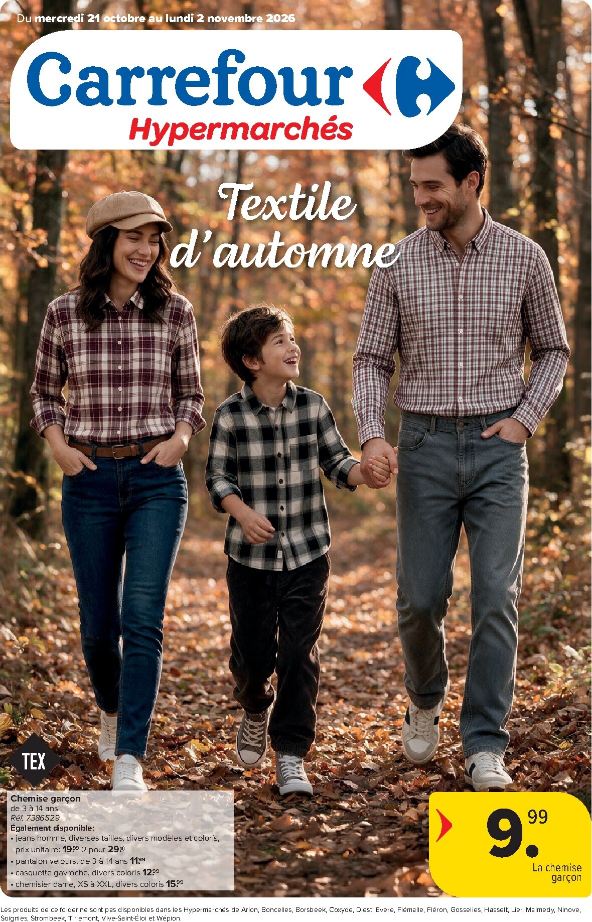 Carrefour - Textile d'automne folder voor volgende week van woensdag 21/10/2026 tot maandag 02/11/2026