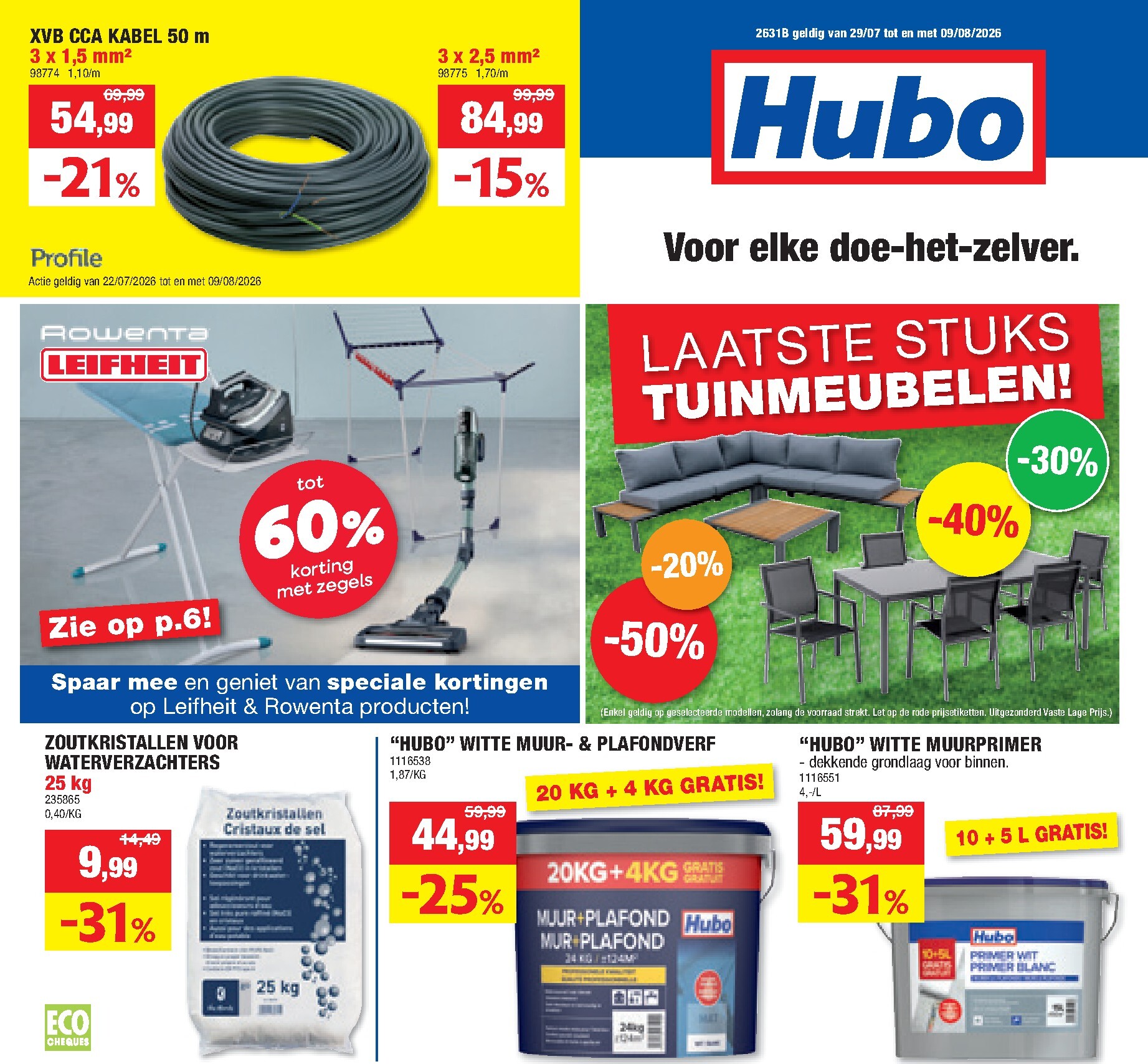 Huidige Hubo folder geldig van woensdag 29/07/2026 tot zondag 09/08/2026