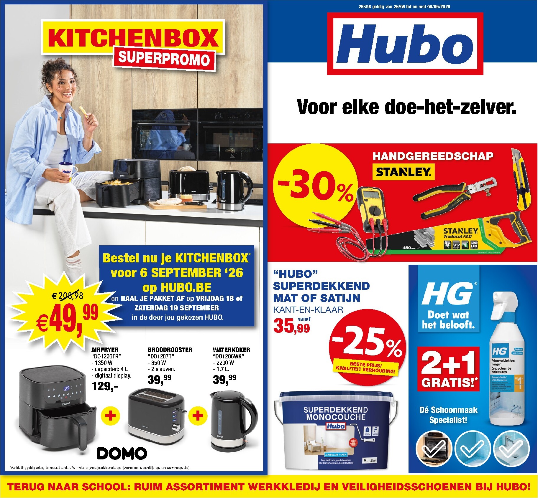 Huidige Hubo folder geldig van woensdag 26/08/2026 tot zondag 06/09/2026