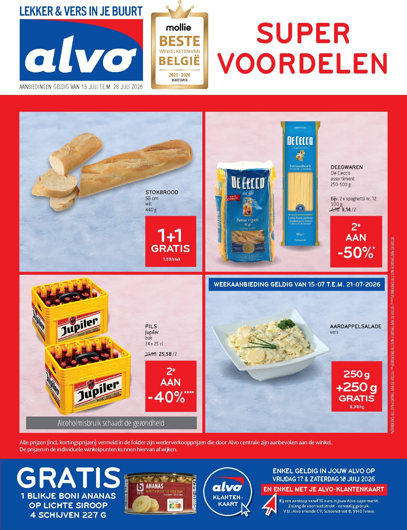 Huidige Alvo folder geldig van woensdag 15/07/2026 tot dinsdag 28/07/2026