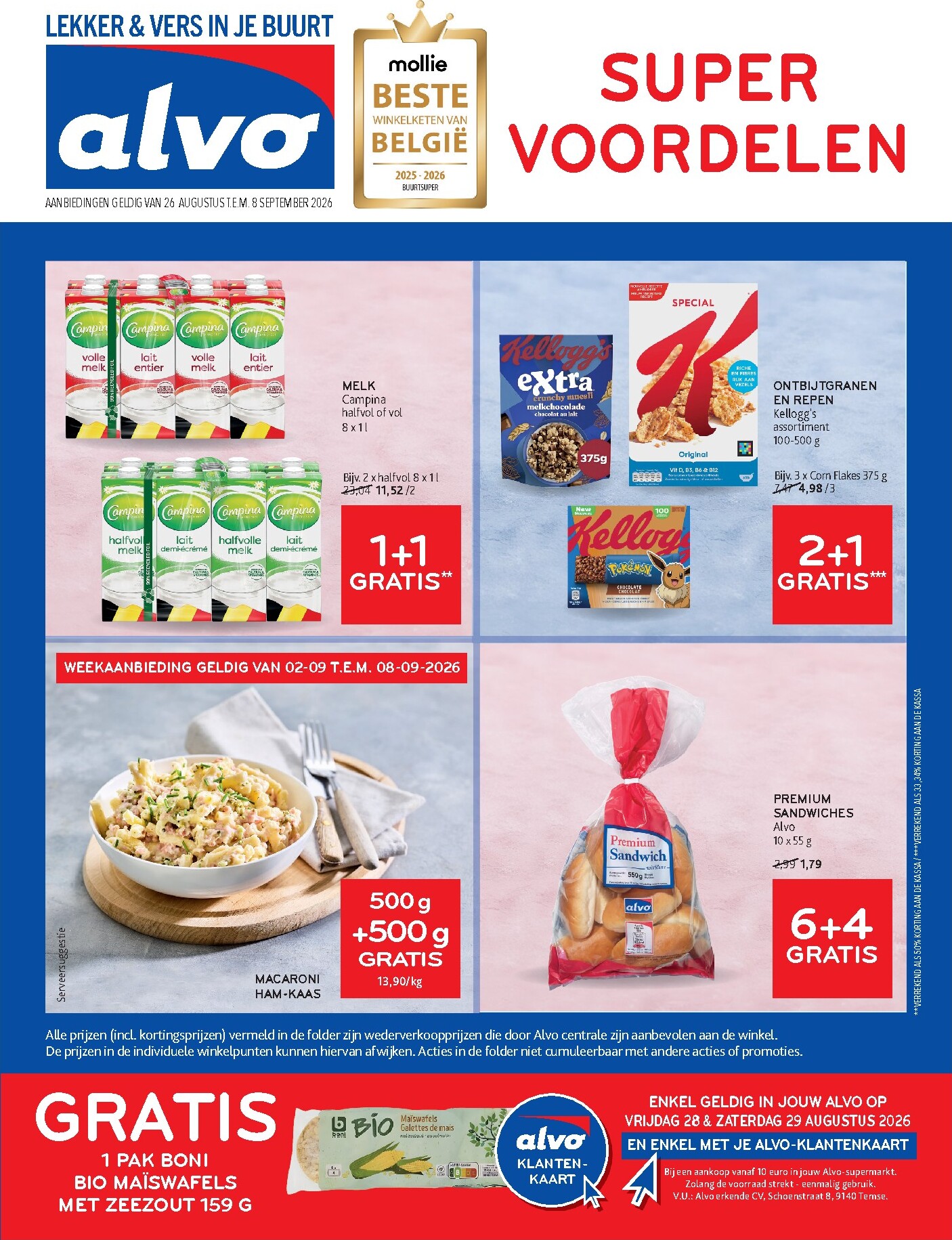 Huidige Alvo folder geldig van woensdag 26/08/2026 tot dinsdag 08/09/2026
