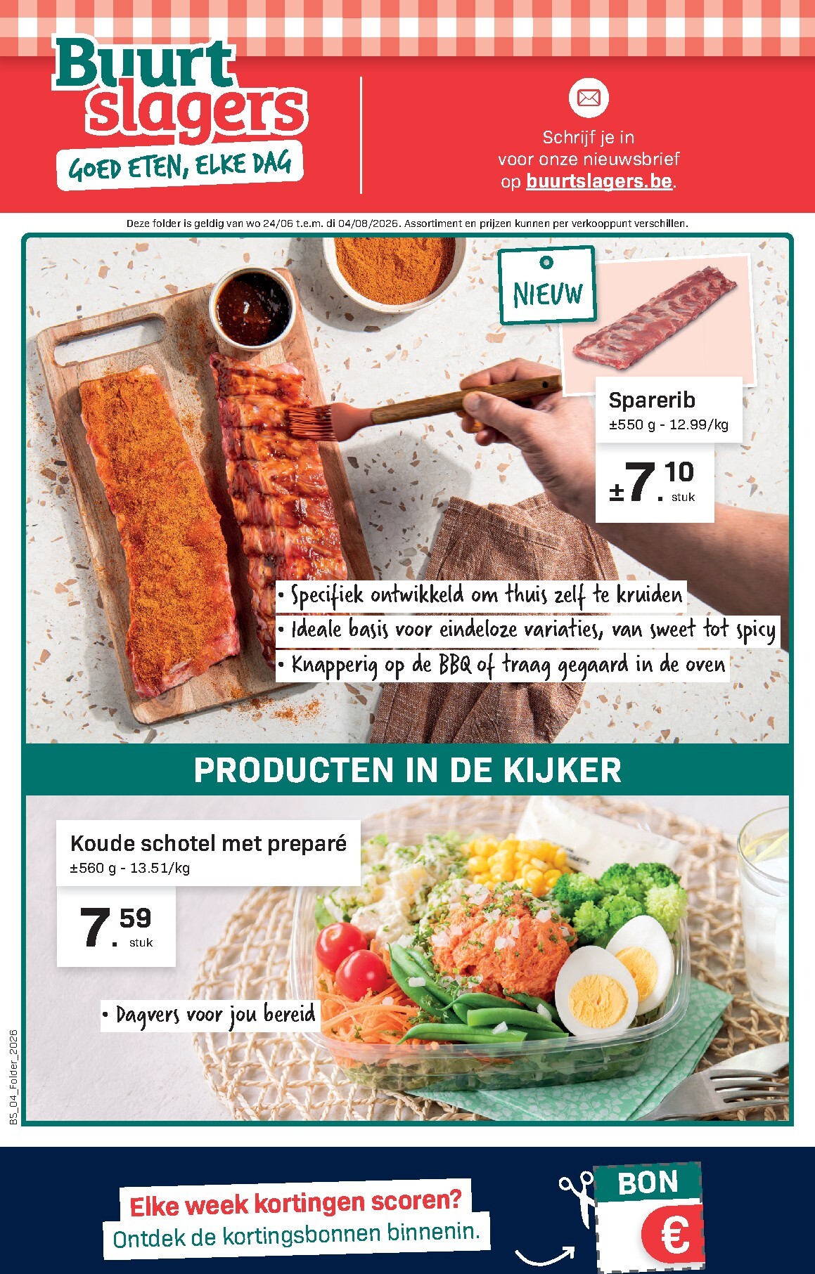 Huidige Buurtslagers folder geldig van woensdag 24/06/2026 tot dinsdag 04/08/2026
