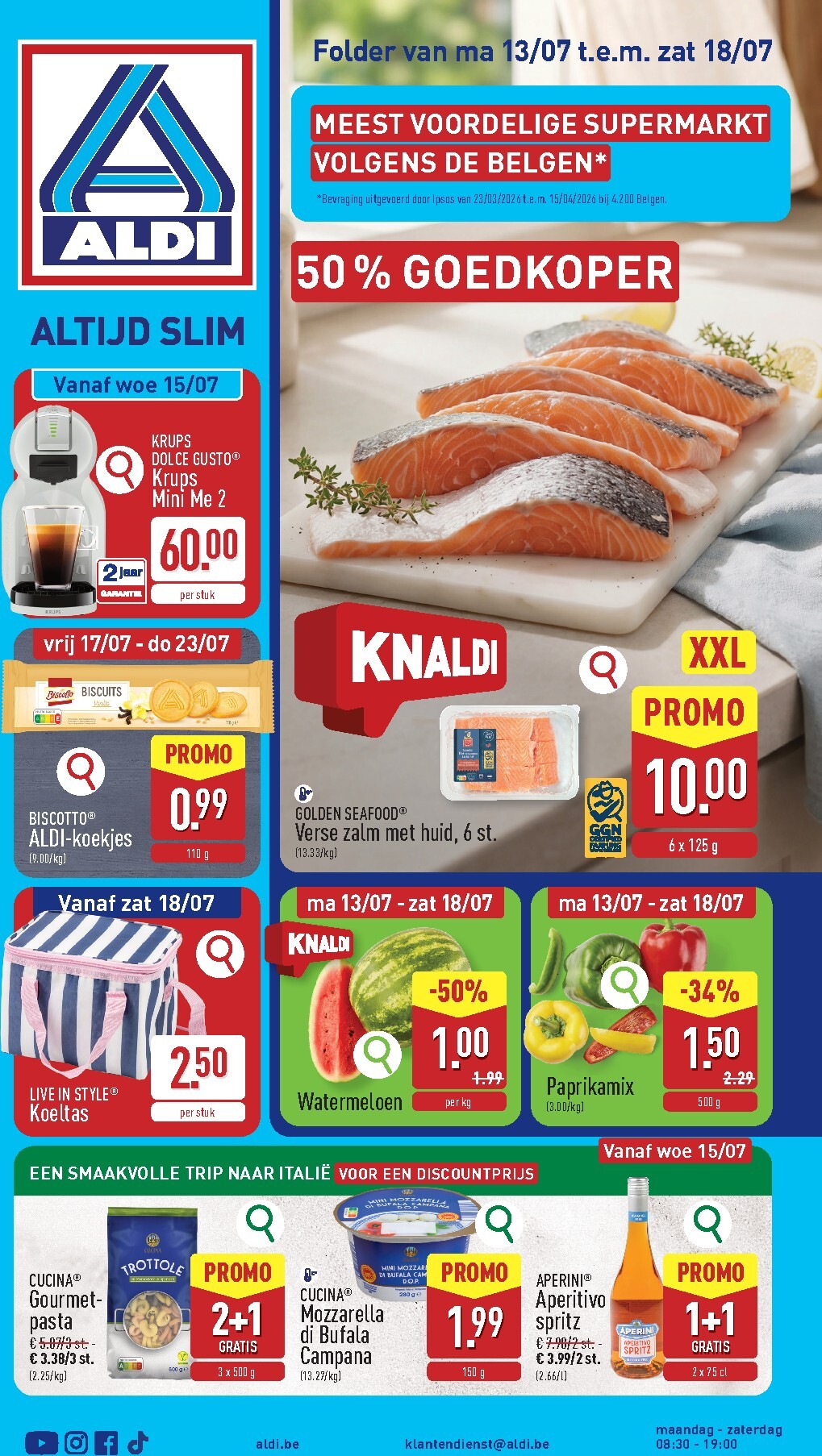 Huidige ALDI folder geldig van maandag 13/07/2026 tot zaterdag 18/07/2026