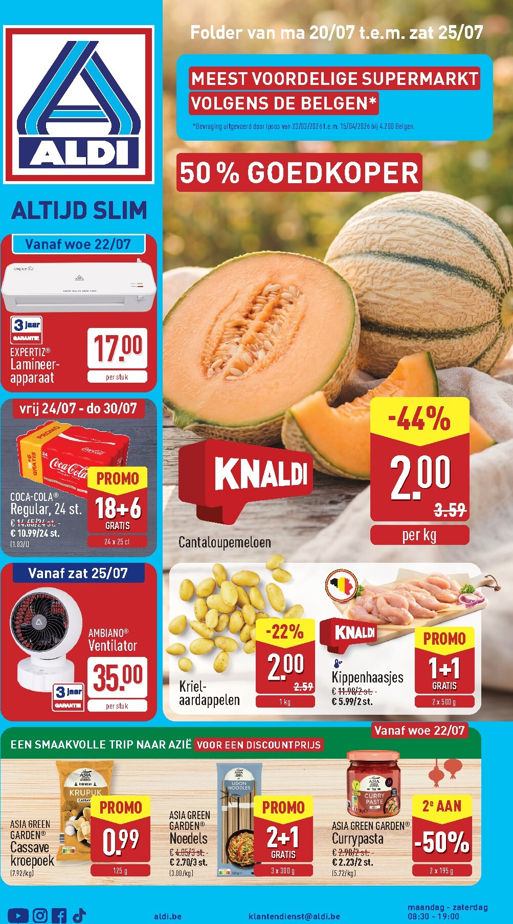 Huidige ALDI folder geldig van maandag 20/07/2026 tot zaterdag 25/07/2026
