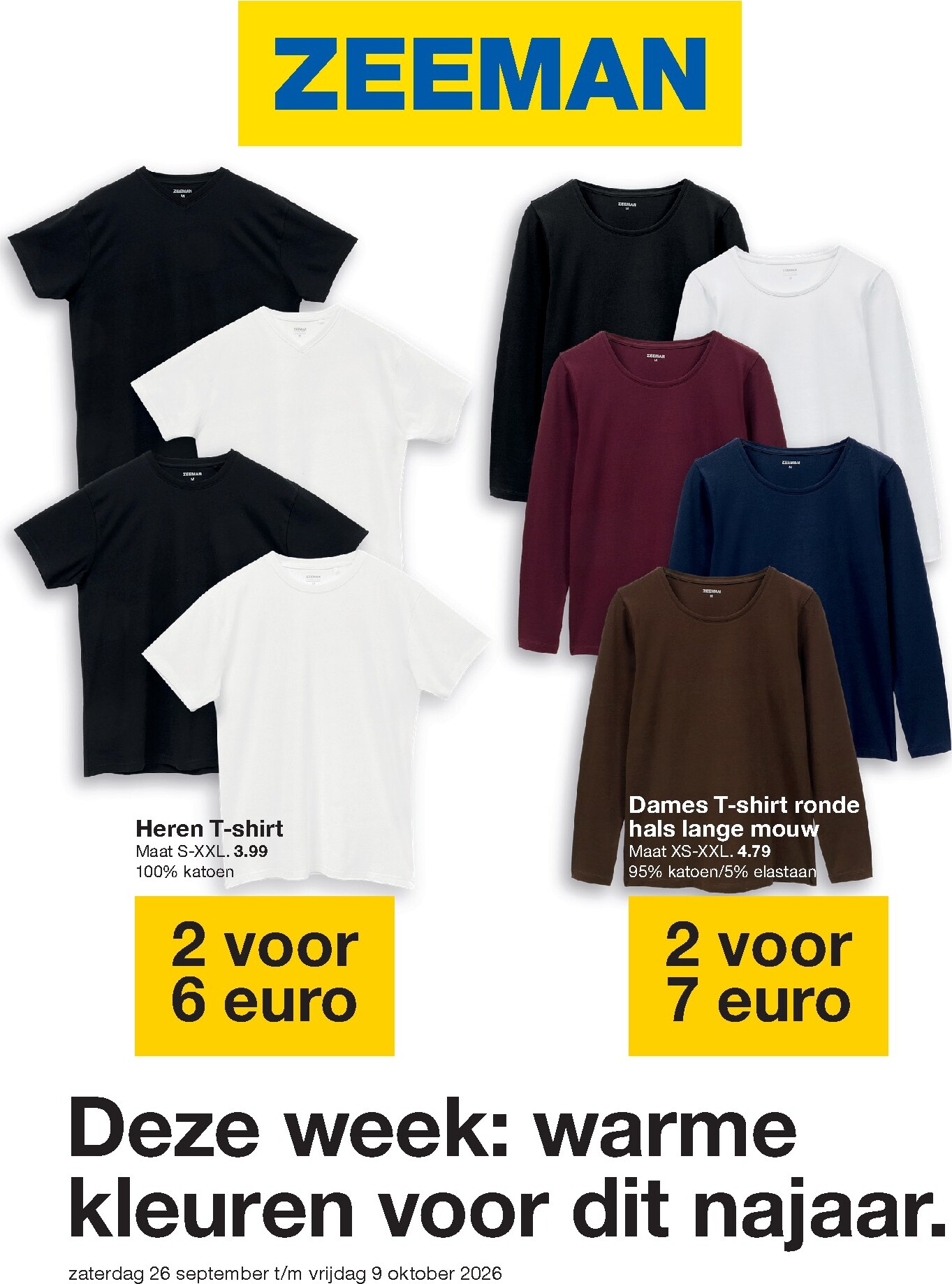 Zeeman folder voor volgende week van zaterdag 26/09/2026 tot vrijdag 09/10/2026