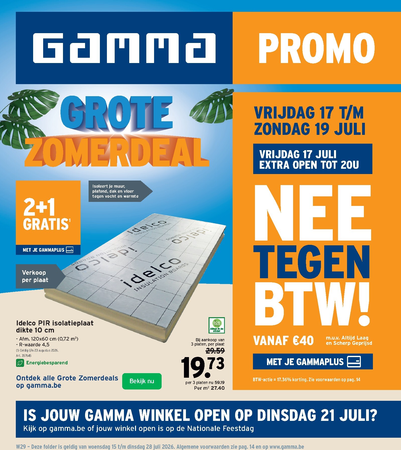 Huidige Gamma folder geldig van woensdag 15/07/2026 tot dinsdag 28/07/2026