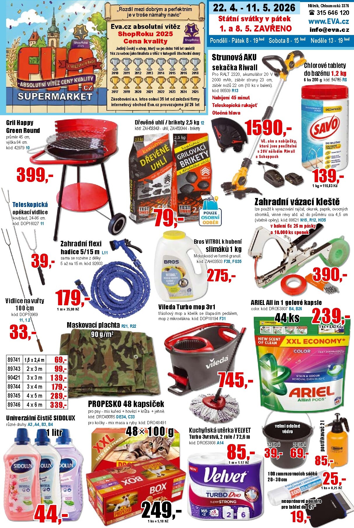 Aktuální EVA.cz leták platný od středy 22.04.2026 do pondělí 11.05.2026