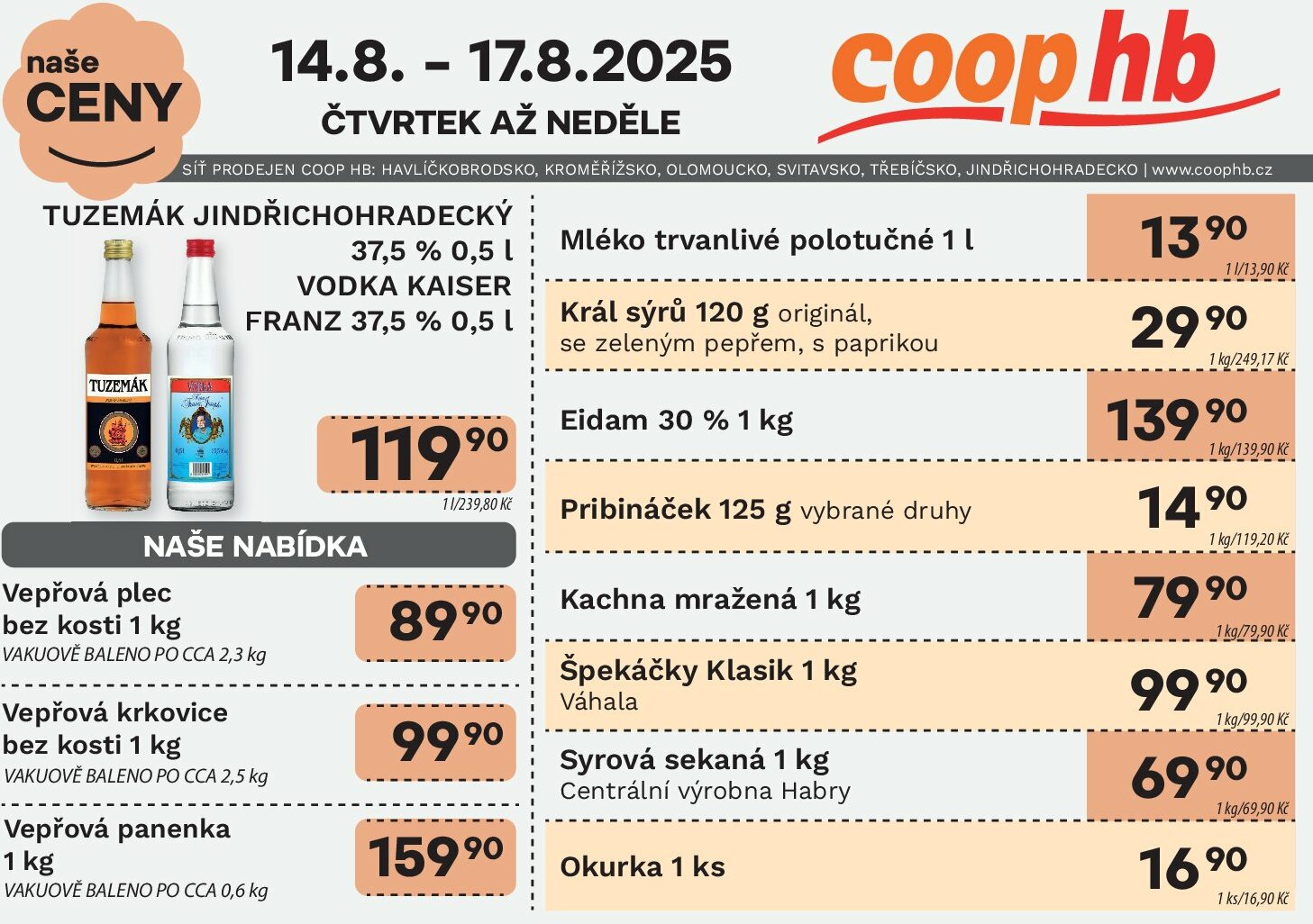 Leták Coop HB - Naše ceny od 14.08. do 20.08.