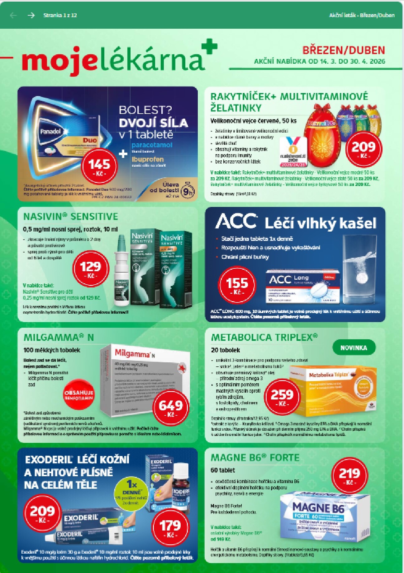 Moje lékarna leták platný od soboty 14.03.2026 do čtvrtka 30.04.2026