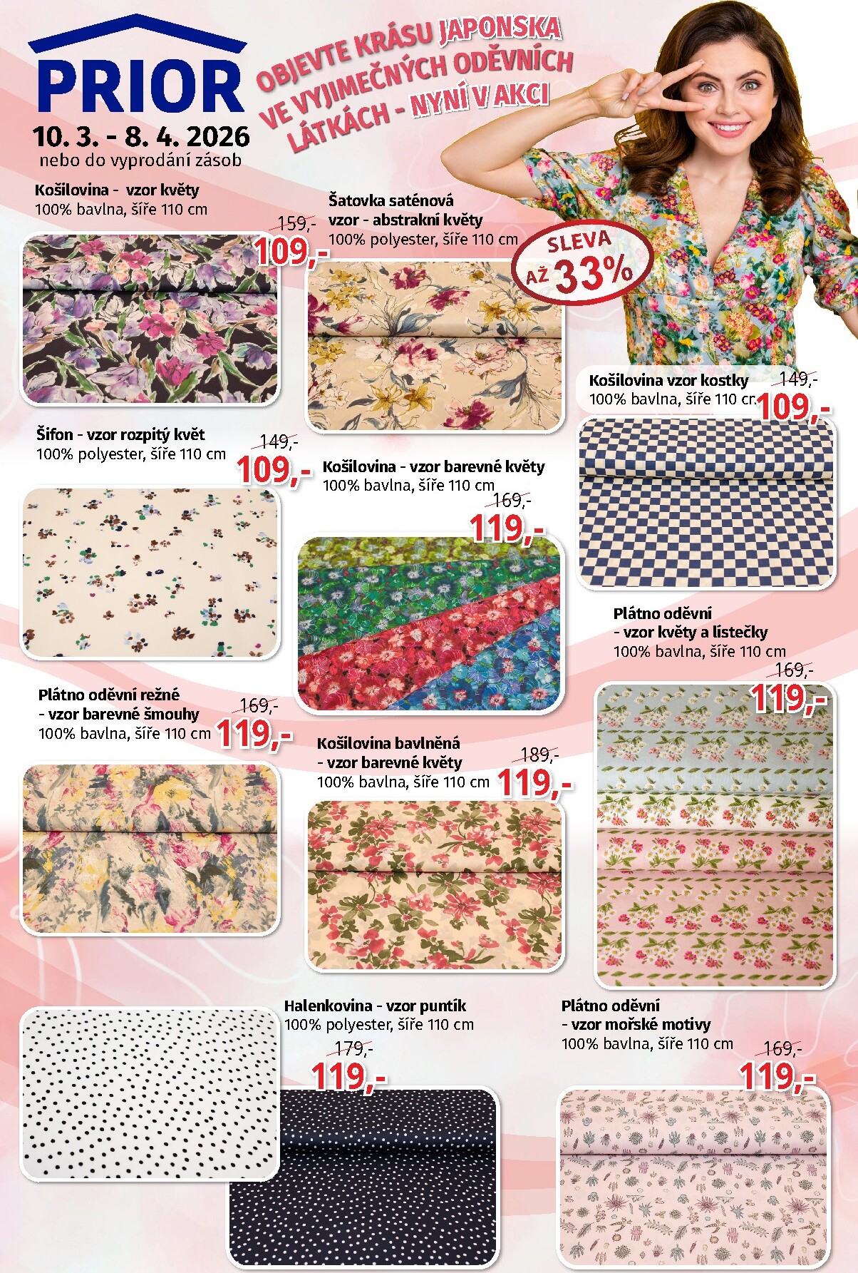 Prior - Látky leták platný od úterý 10.03.2026 do středy 08.04.2026